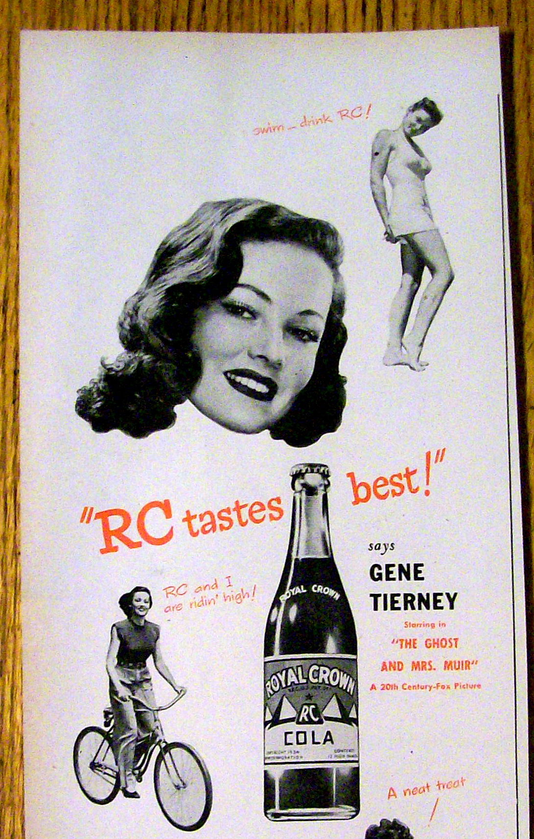 1947 Royal Crown Cola (RC Cola) with Gene Tierney