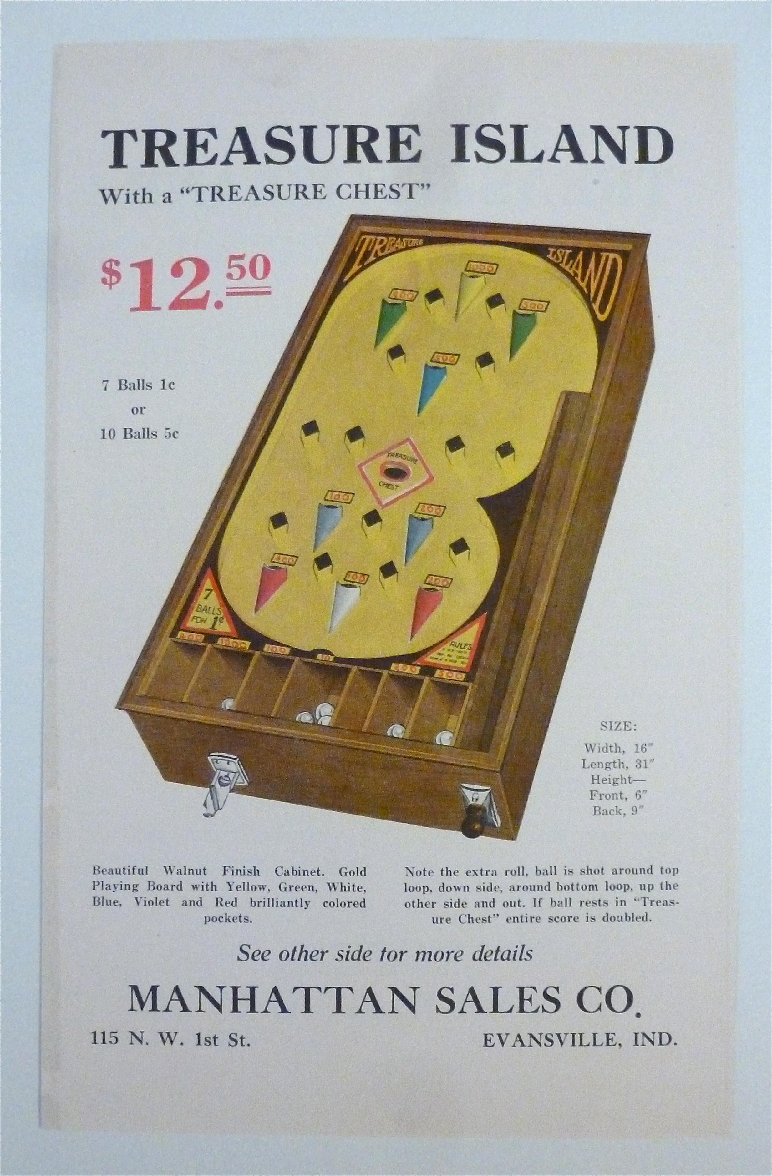 1932 Manhattan Sales Company with Treasure Island Game