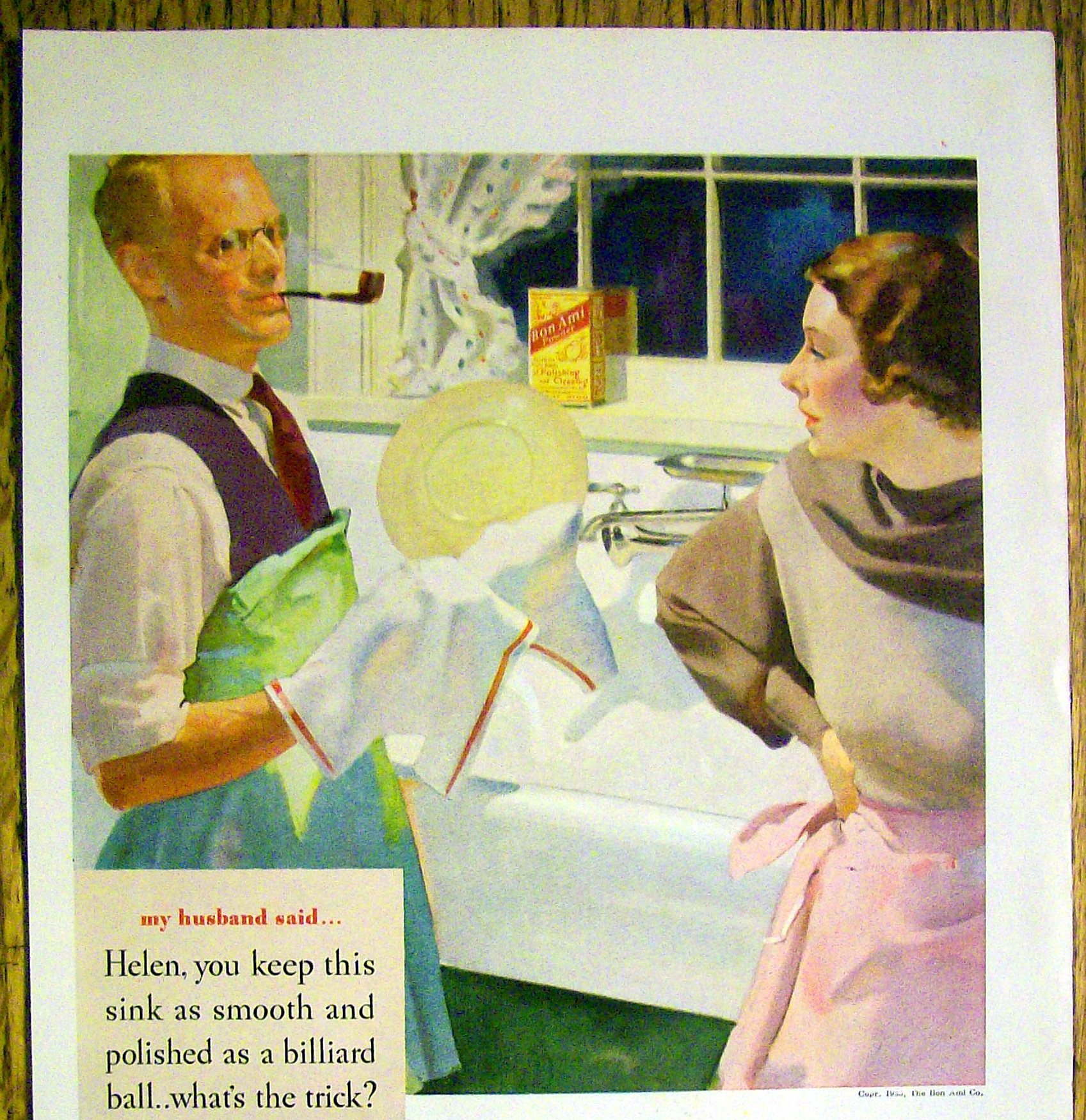1935 Bon Ami Powder with Husband Doing Dishes