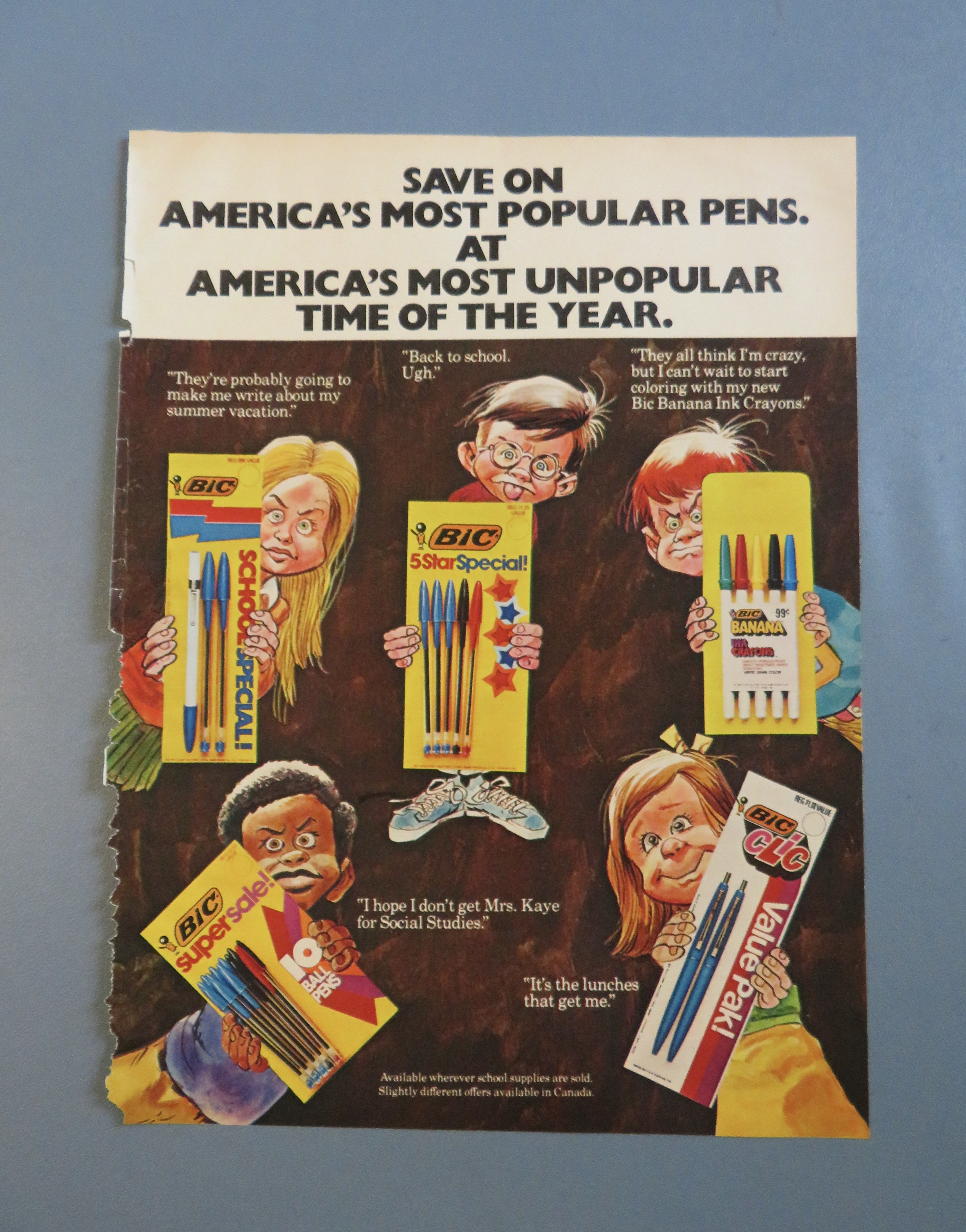 1976 Bic Pens with Kids Holding Packages Of Bic Pens