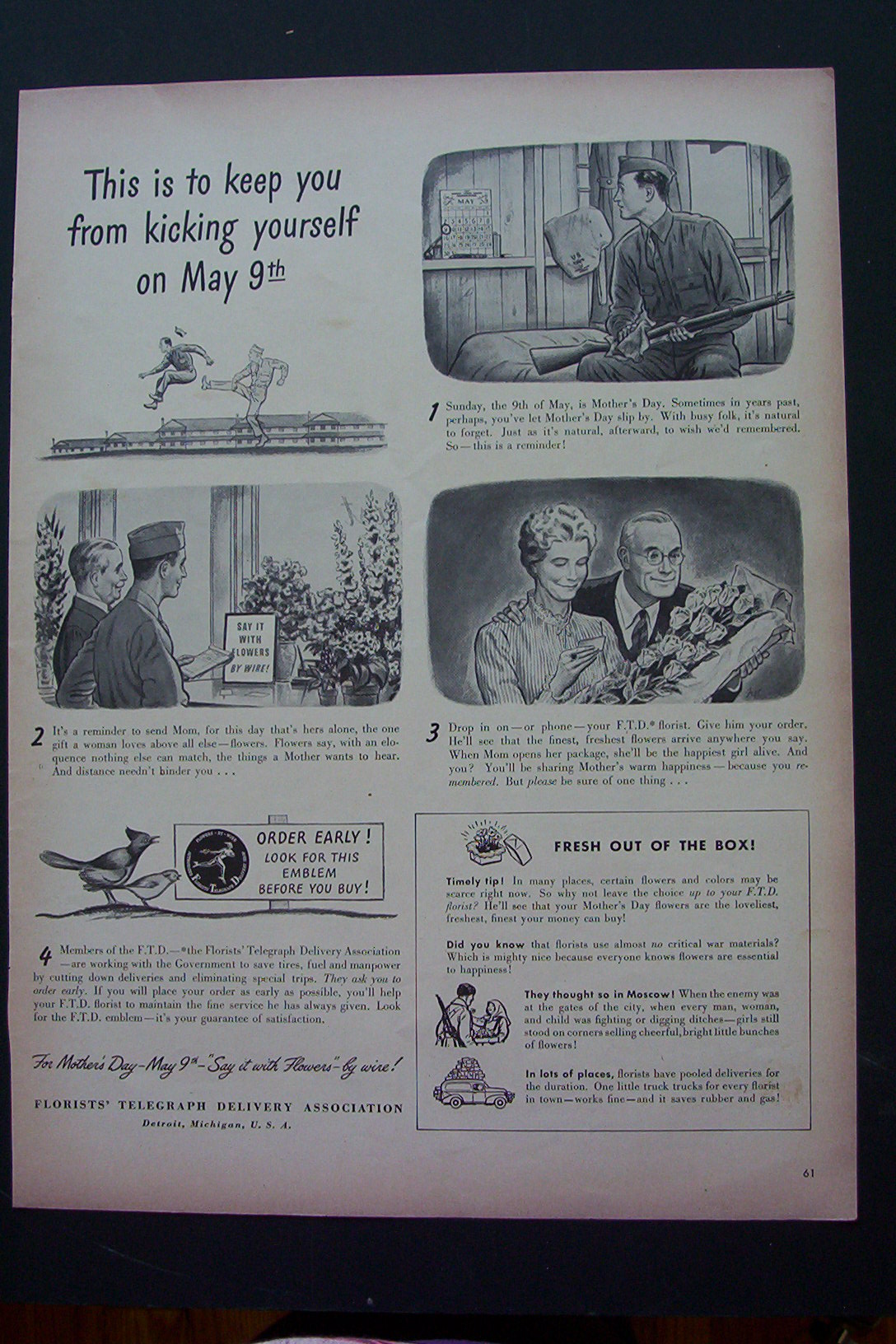 1943 Florists' Telegraph Delivery With Mother's Day