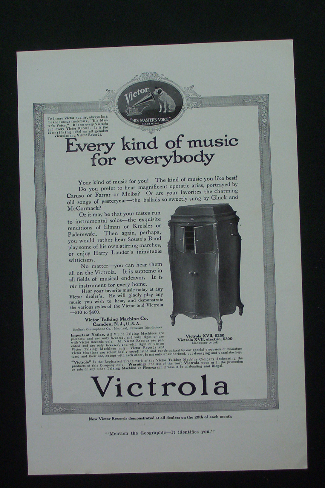 1917 Victor Victrola w/ Victrola XVII/Victrola XVII