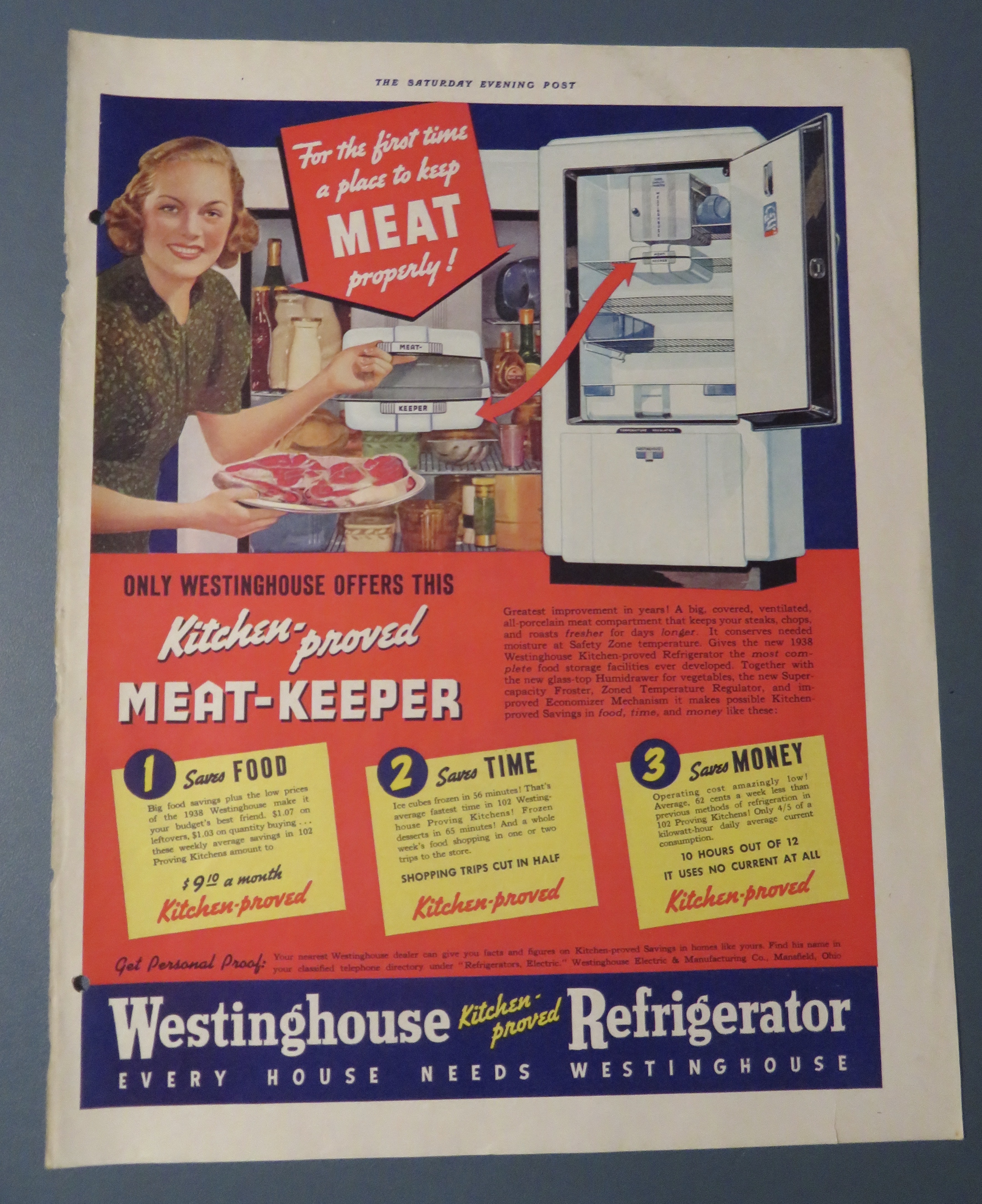 1938 Westinghouse Refrigerator with Lovely Woman