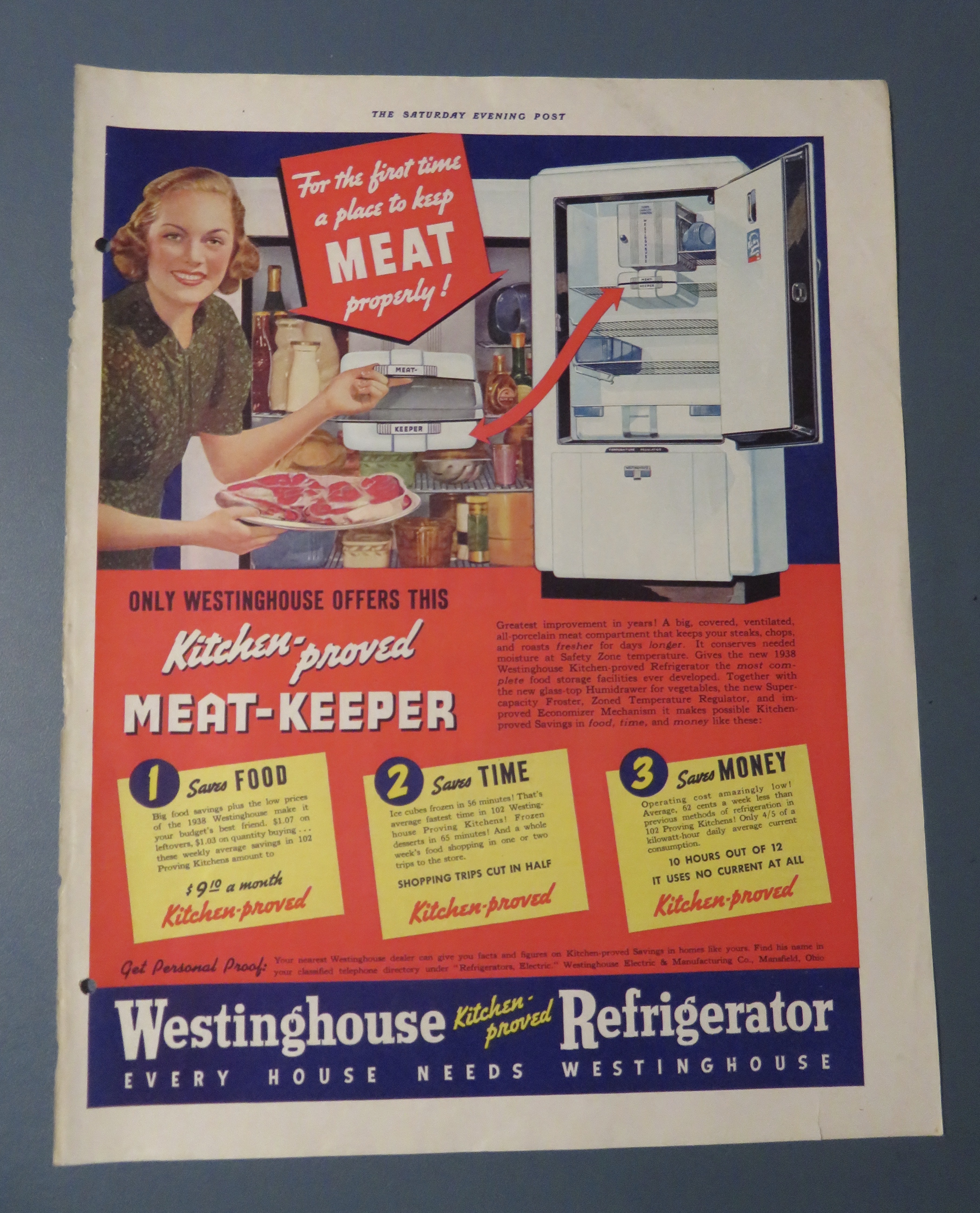 1938 Westinghouse Refrigerator with Lovely Woman
