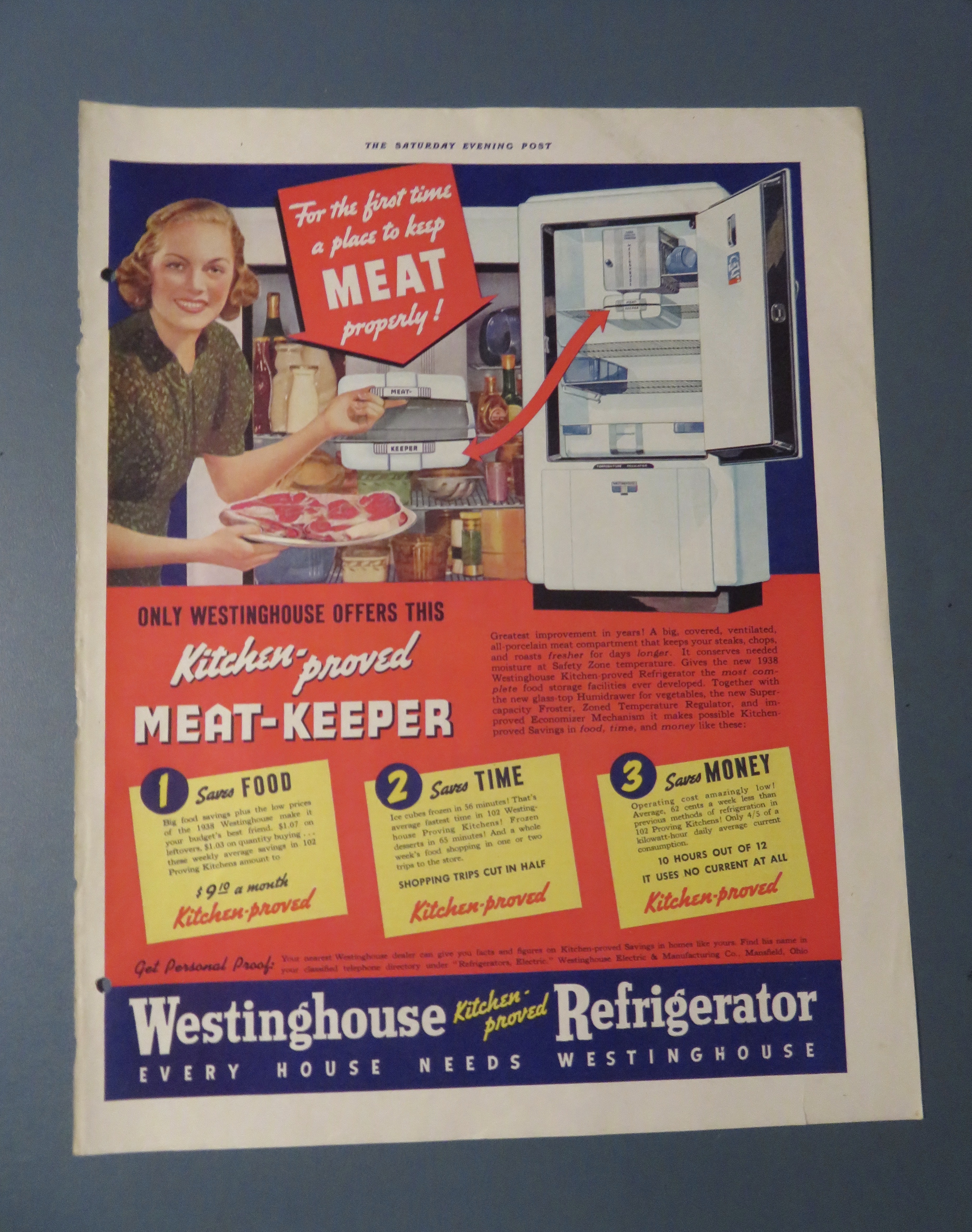 1938 Westinghouse Refrigerator with Lovely Woman