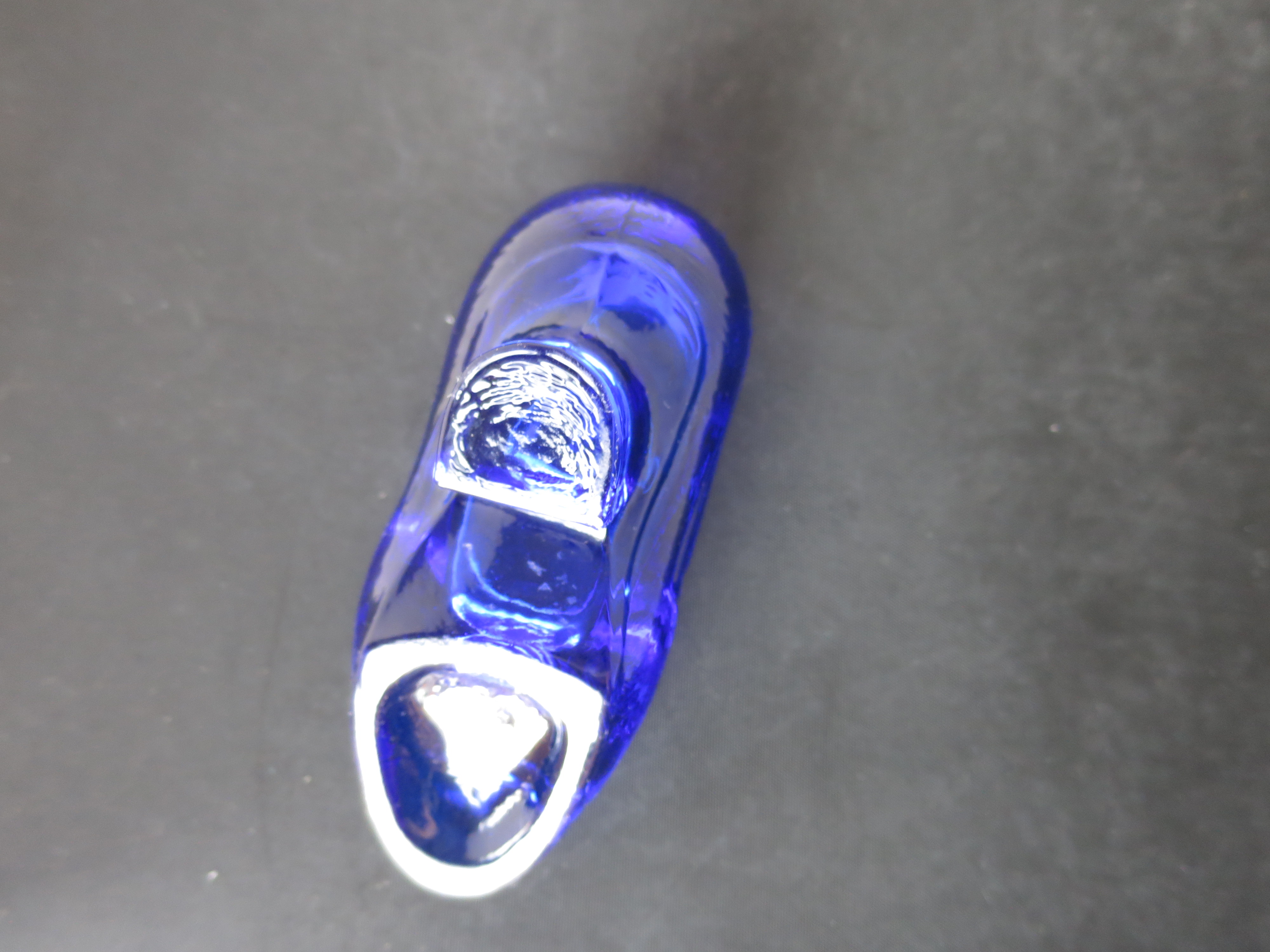 Souvenir of Mohawk Trail Cobalt Blue Glass Shoe
