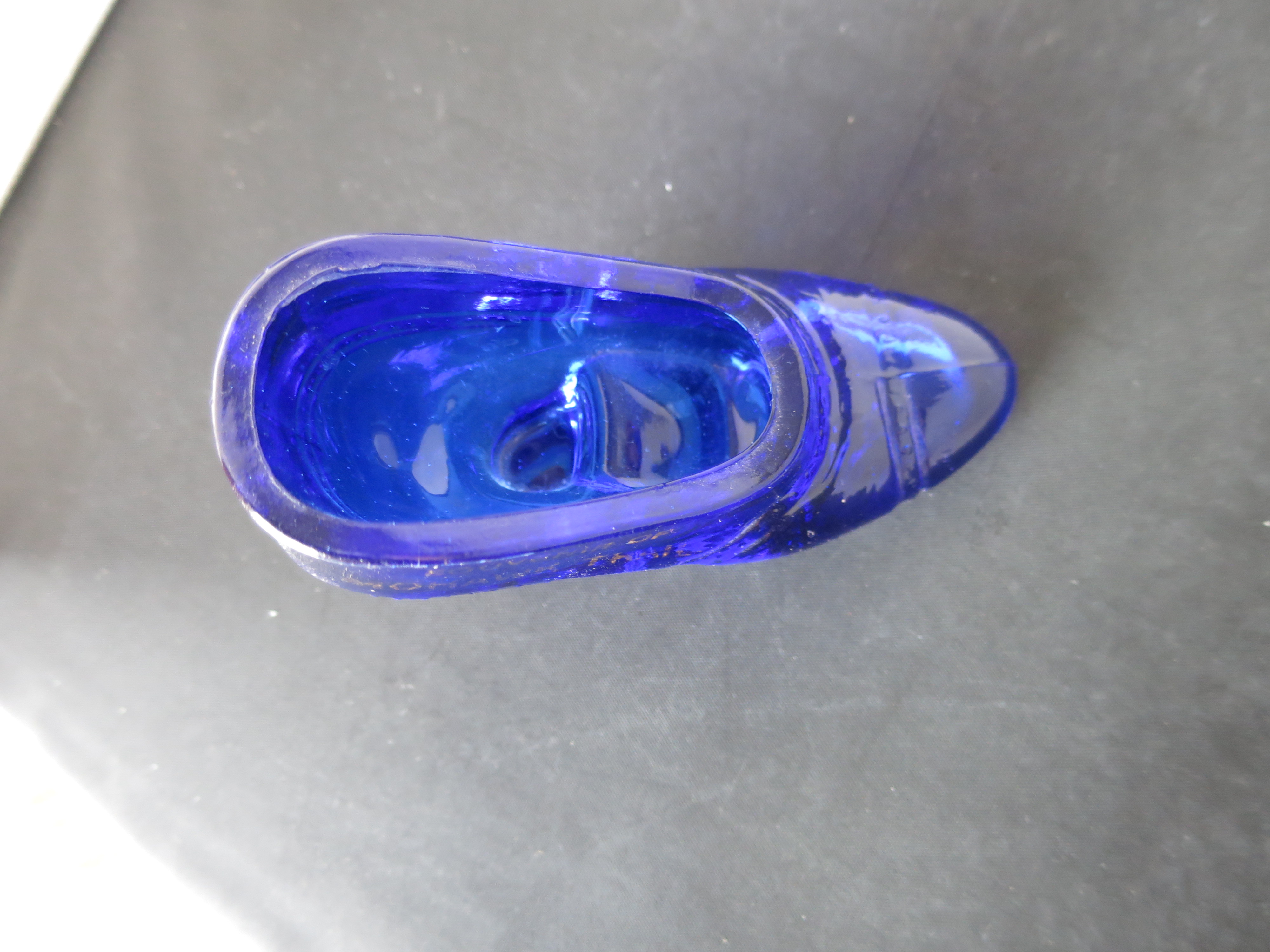 Souvenir of Mohawk Trail Cobalt Blue Glass Shoe