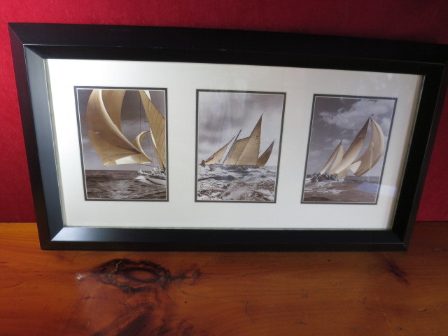 Sailboat Photo Print framed and matted 3 sailboats made in Canada