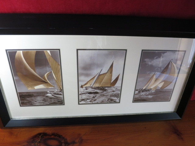 Sailboat Photo Print framed and matted 3 sailboats made in Canada
