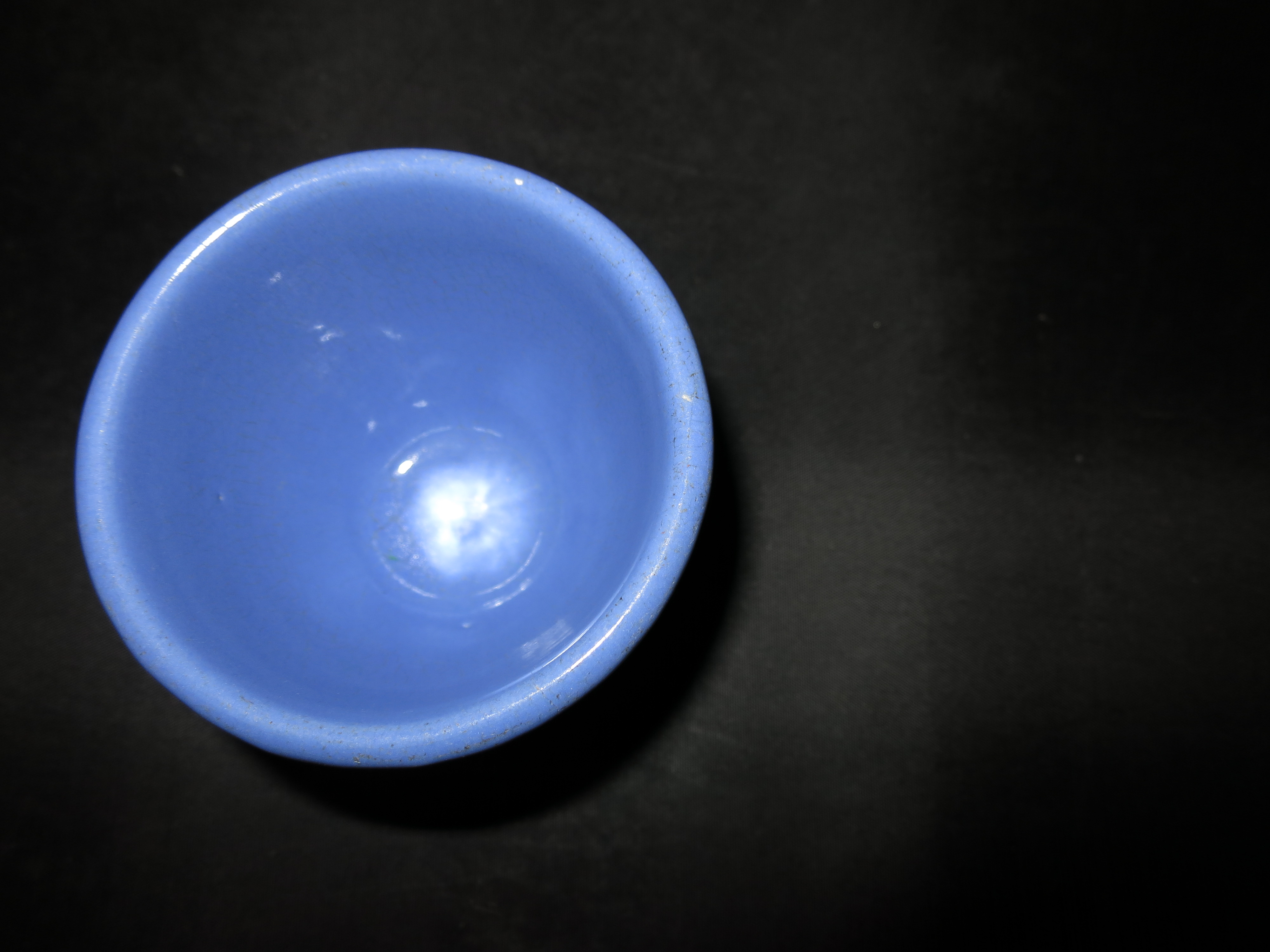 Antique Blue Stoneware Custard Cup ornate