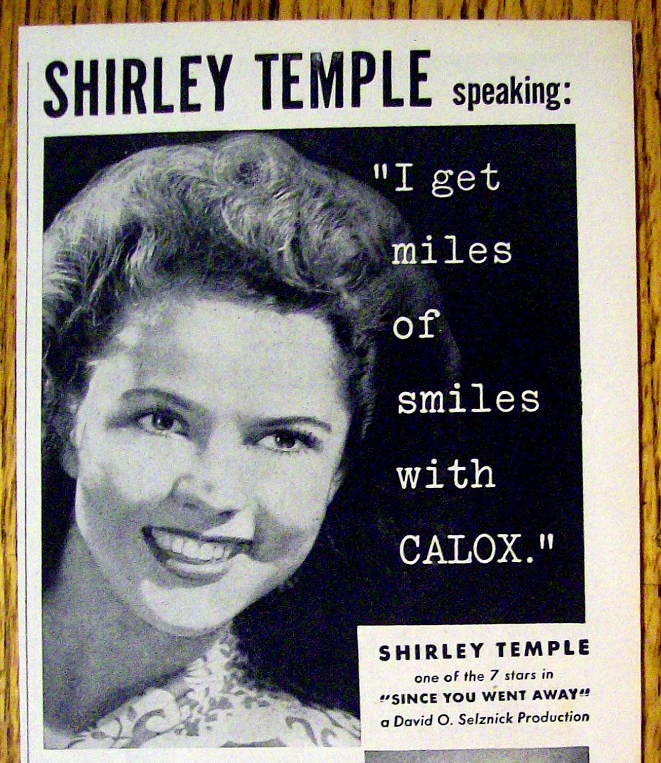 1944 Calox Tooth Powder with Shirley Temple