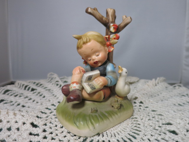 Nap Time Girl Book Goose Erick Steuffer Figurine