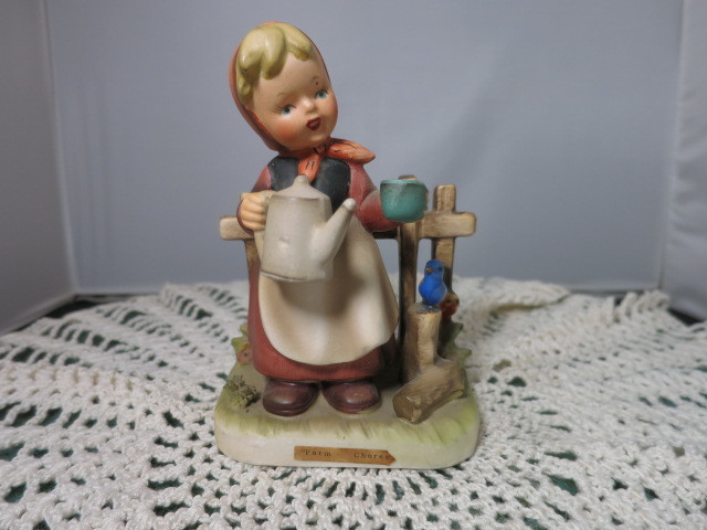 Coffee Pot Blue Bird Girl in Kerchief Erick Steuffer Figurine