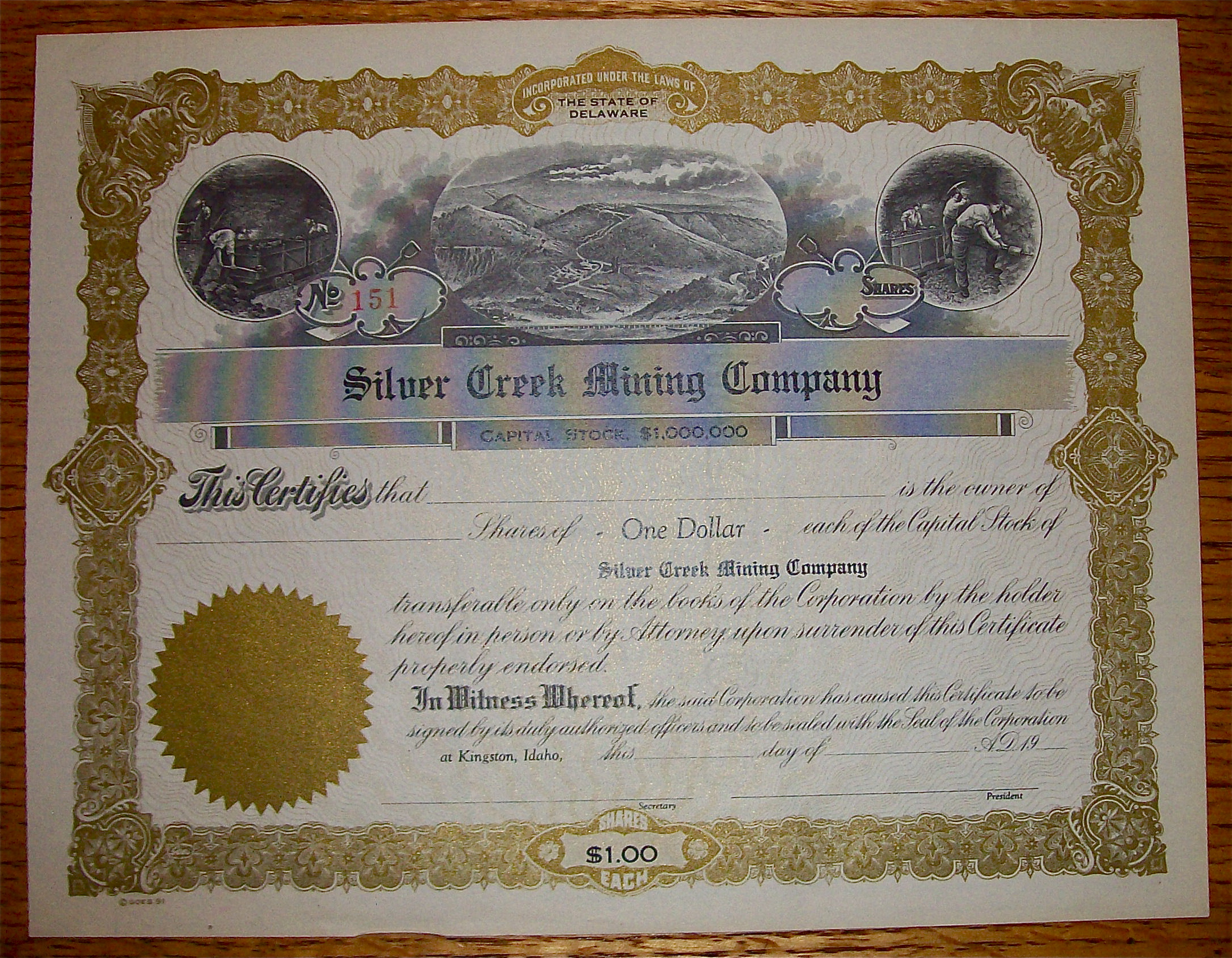 1920's Silver Creek Mining Company Stock Certificate