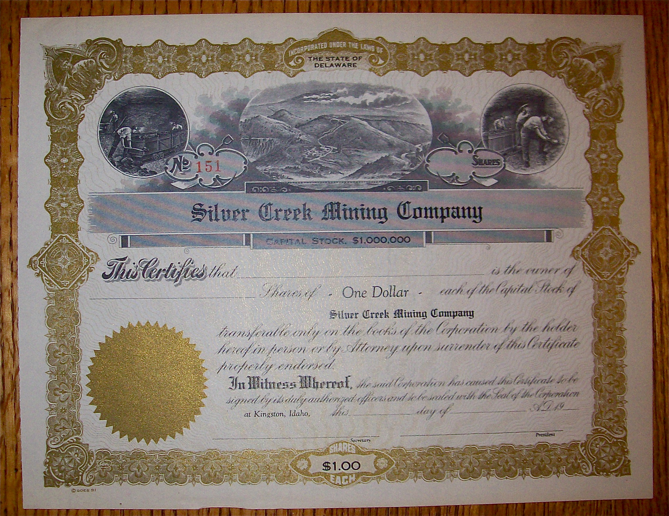 1920's Silver Creek Mining Company Stock Certificate