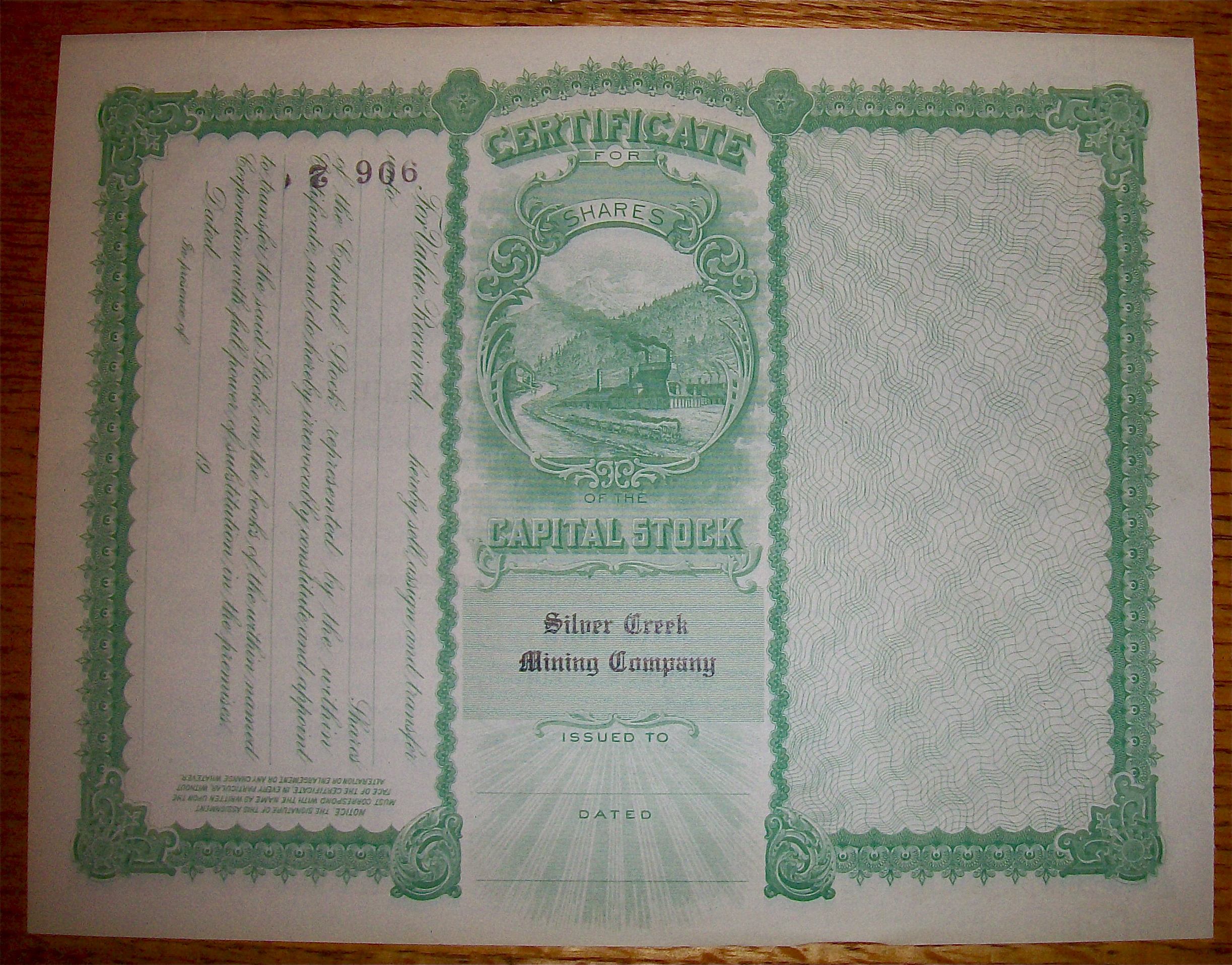 1920's Silver Creek Mining Company Stock Certificate