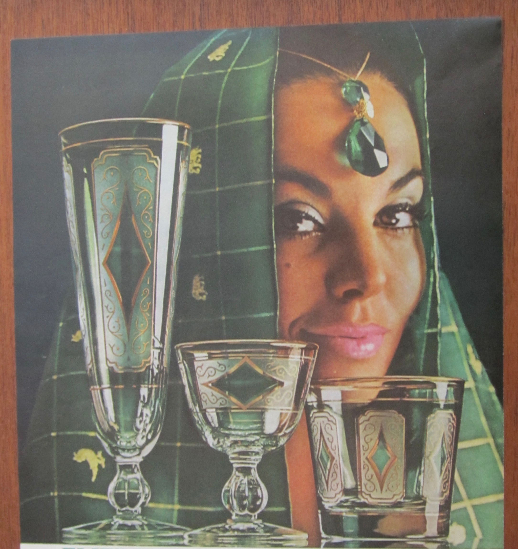 1961 Libbey Glass with Emeralds & Lovely Woman