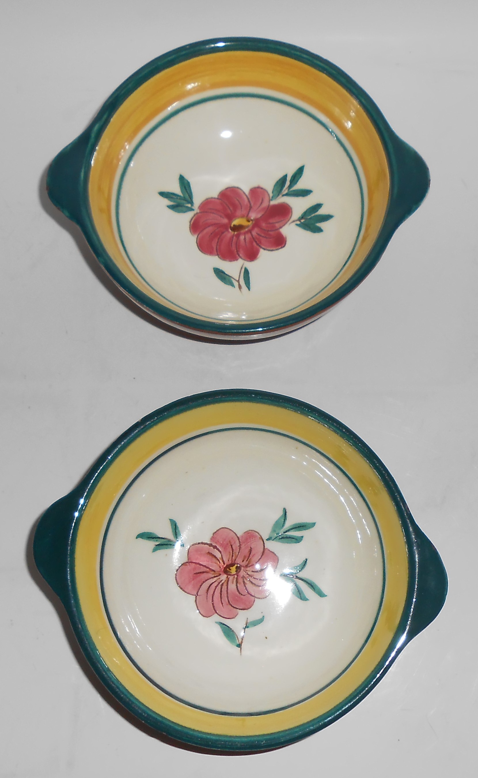 Stangl Pottery Terra Rose Flora PAIR Tab Handle Cereal