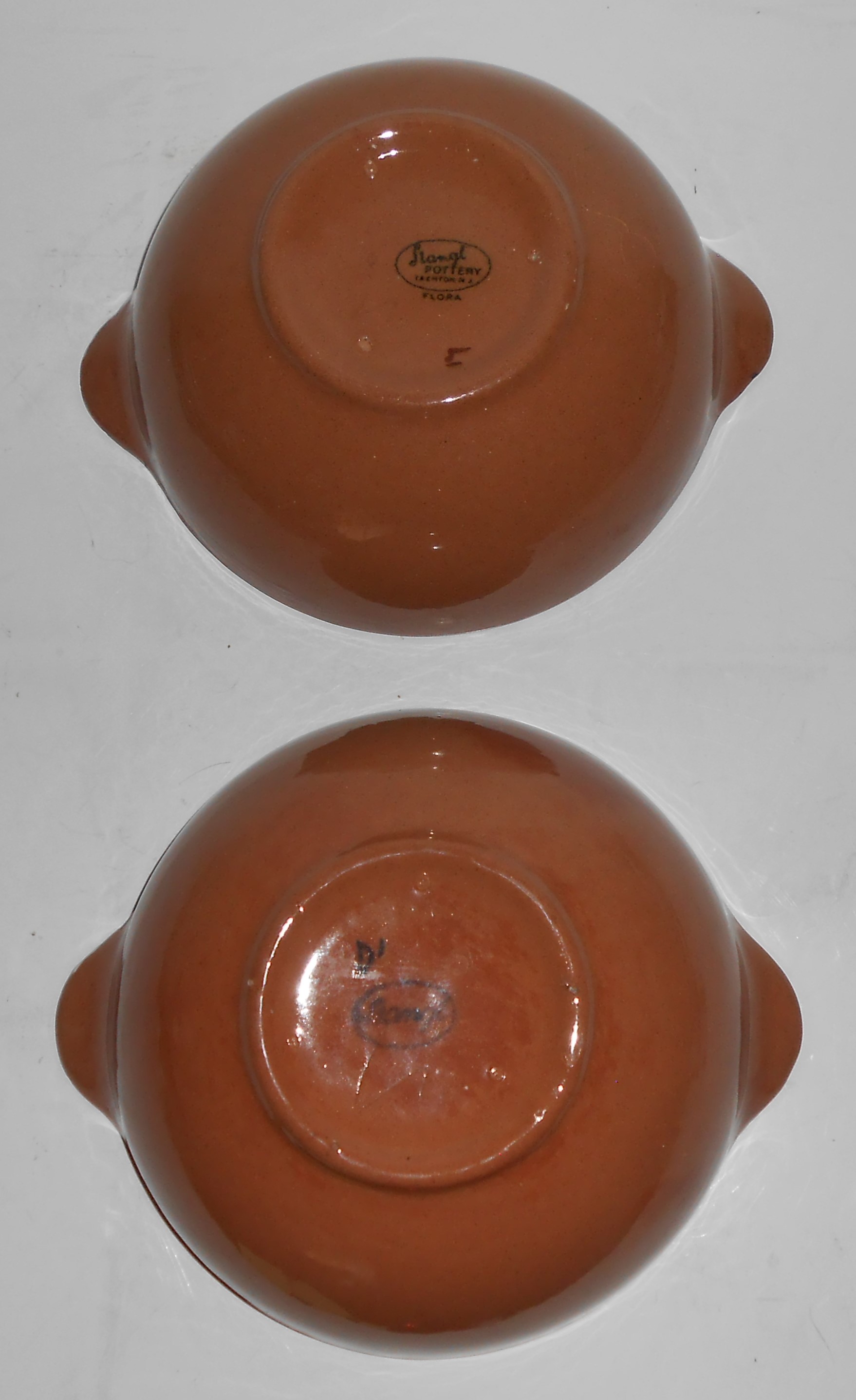Stangl Pottery Terra Rose Flora PAIR Tab Handle Cereal