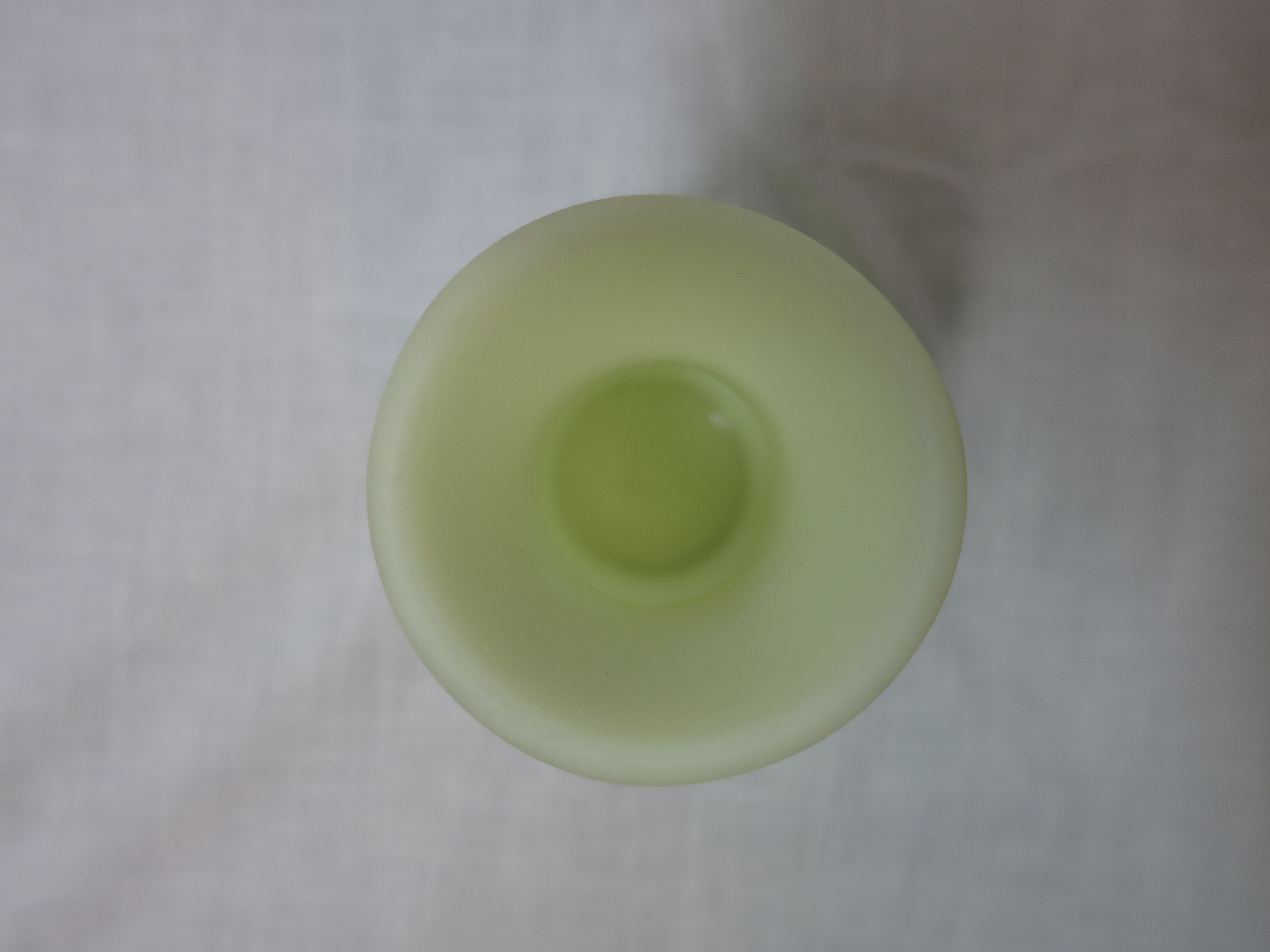 Fenton Art Glass Green Satin Custard Vase signed Cathy