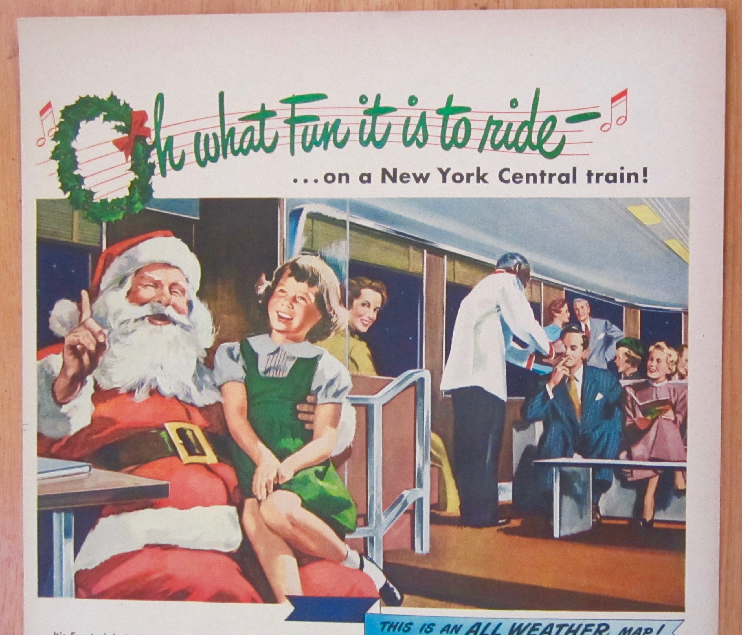 1948 New York Central w/ Little Girl with Santa Claus