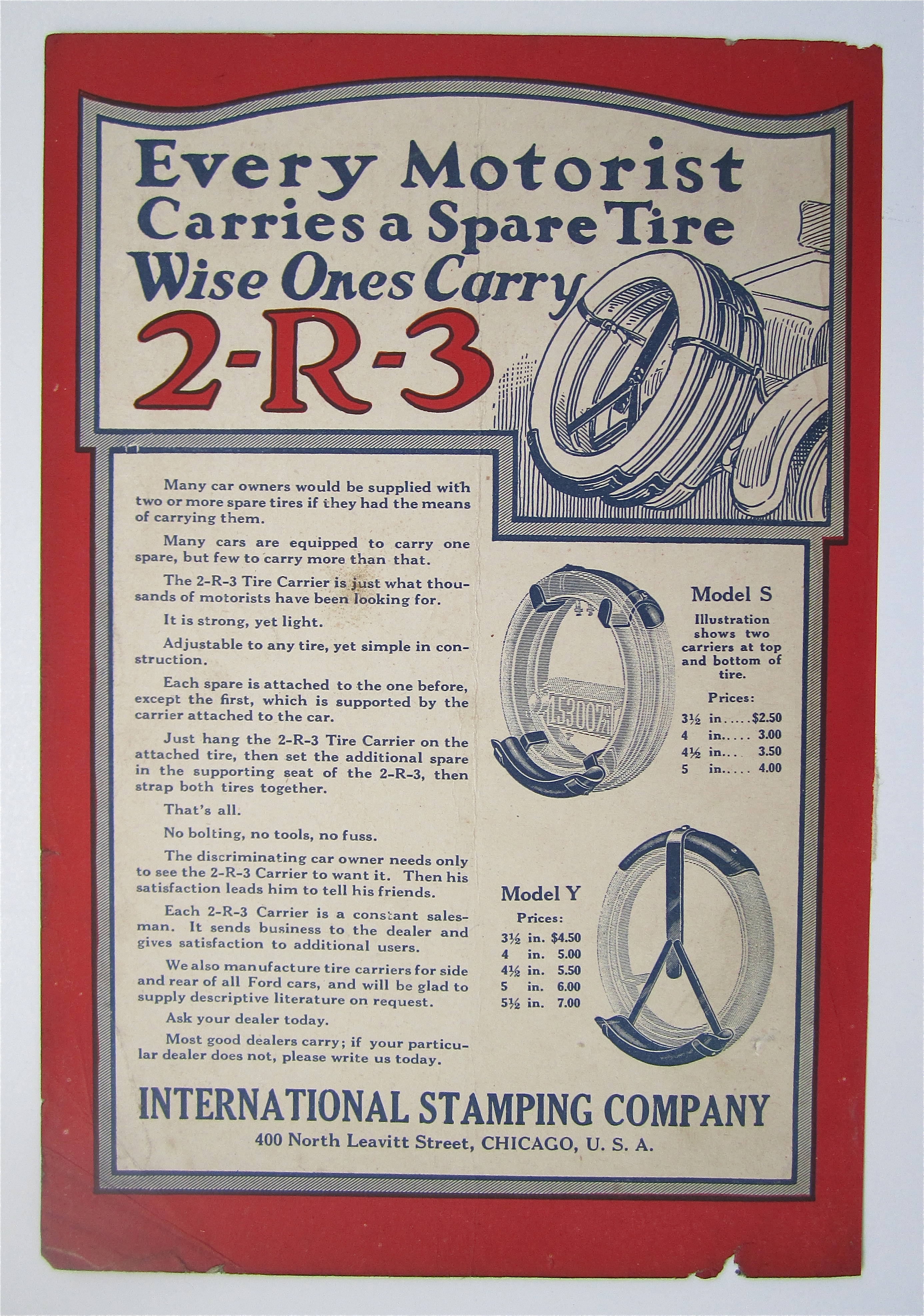 1923 2-R-3 Tire Carrier with Carrier on the Car