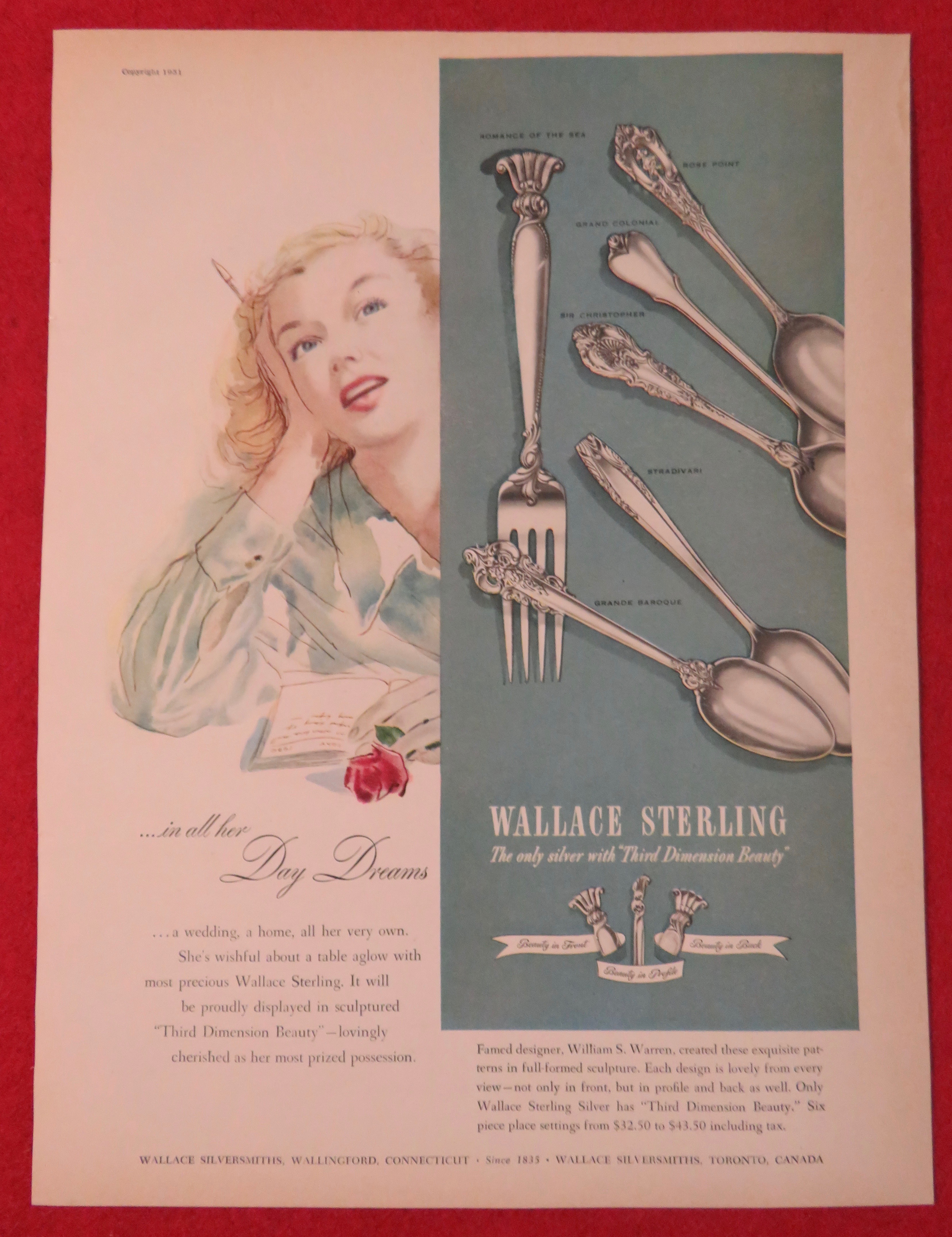 1951 Wallace Sterling Silver with Woman Daydreaming