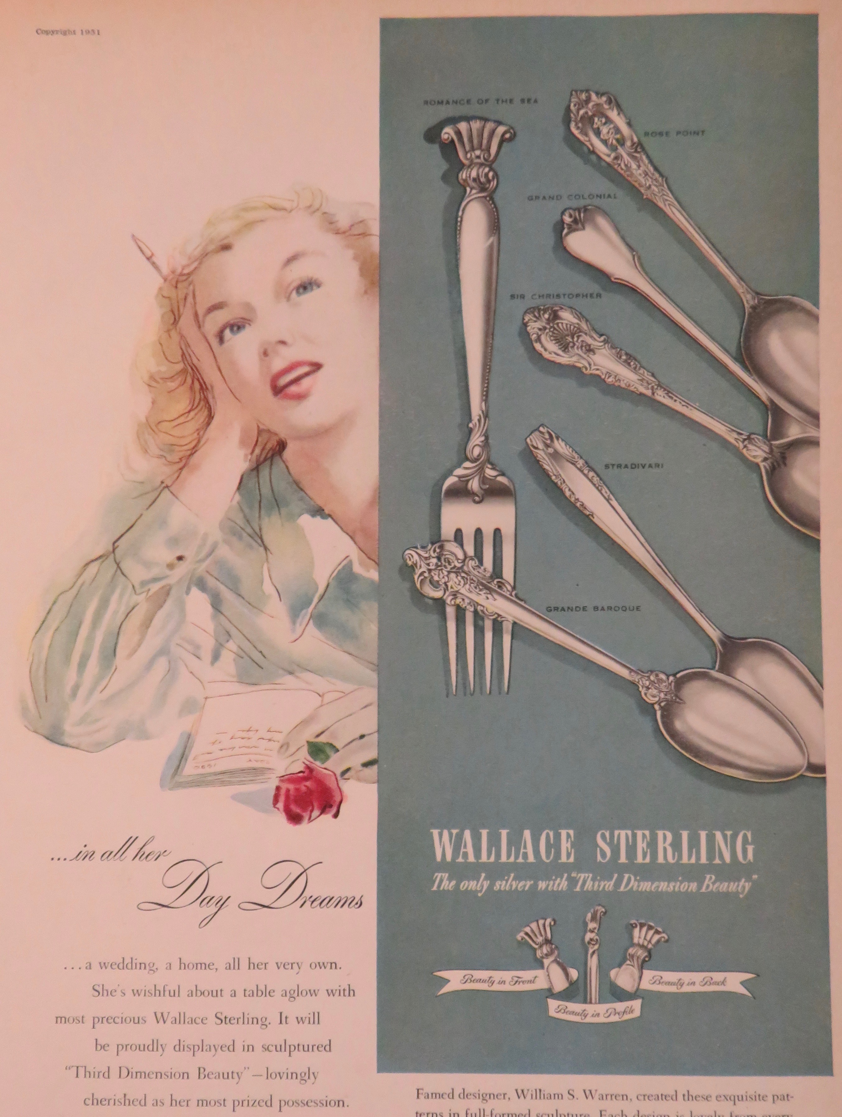 1951 Wallace Sterling Silver with Woman Daydreaming