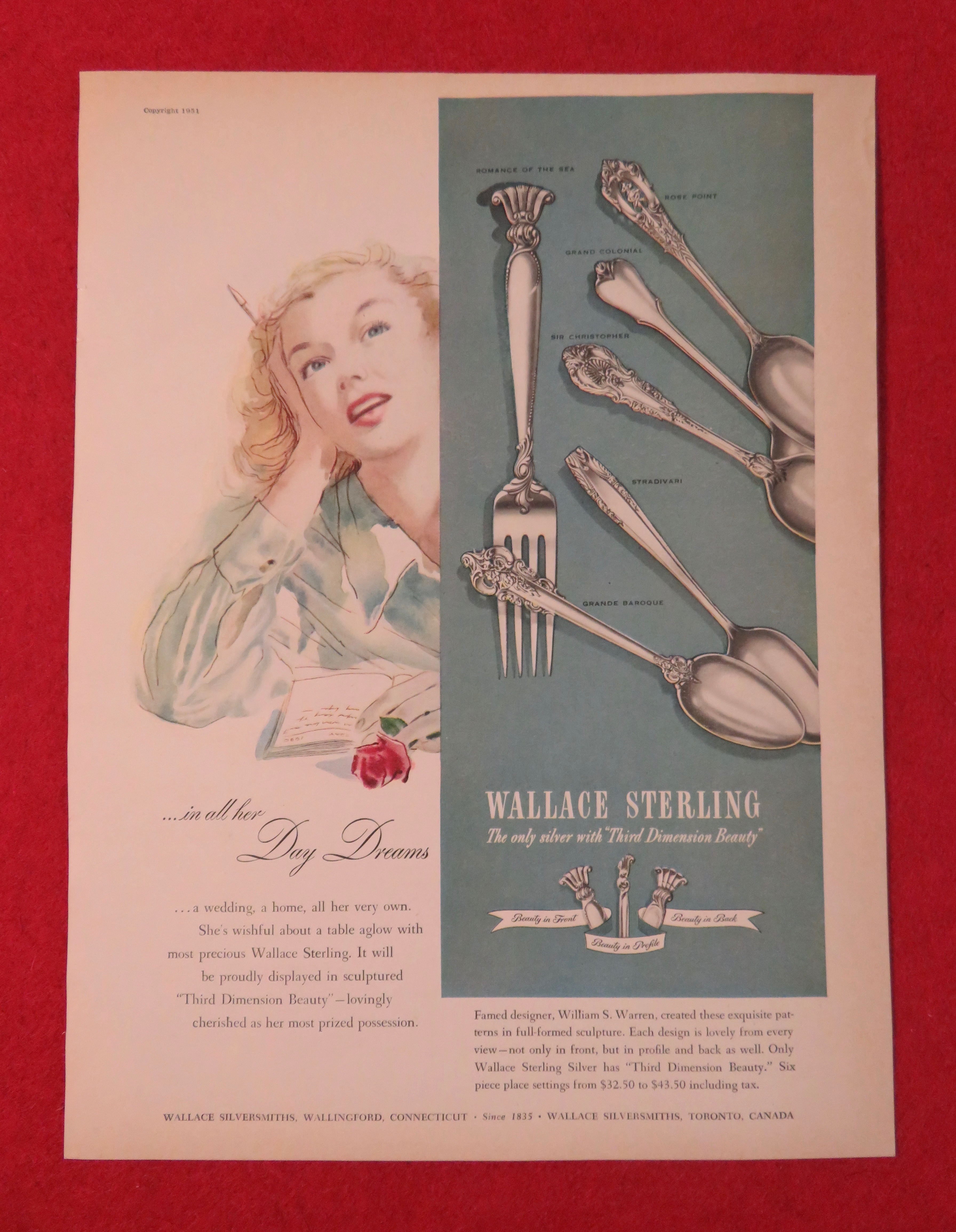 1951 Wallace Sterling Silver with Woman Daydreaming