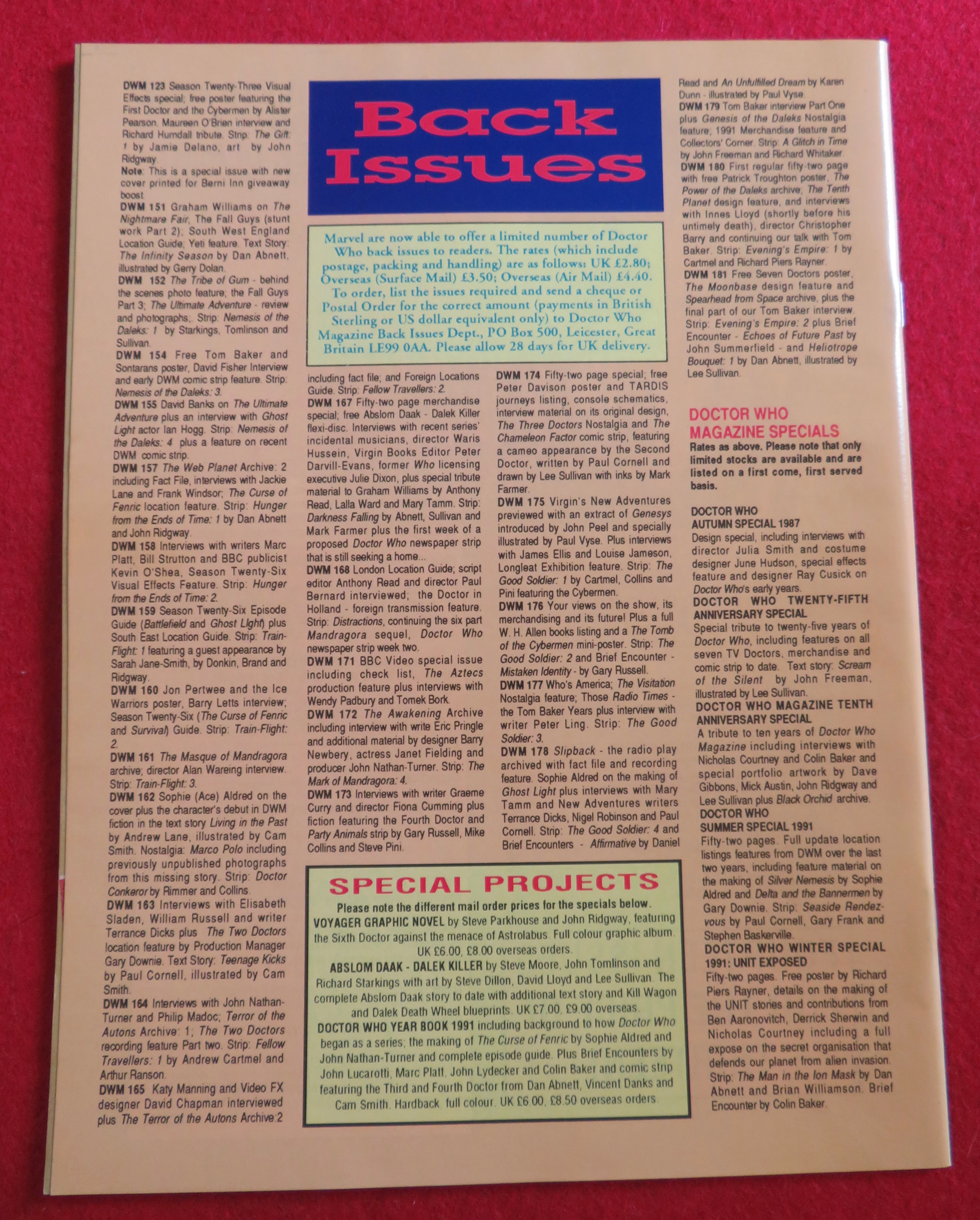 Doctor (Dr) Who Magazine Winter 1991