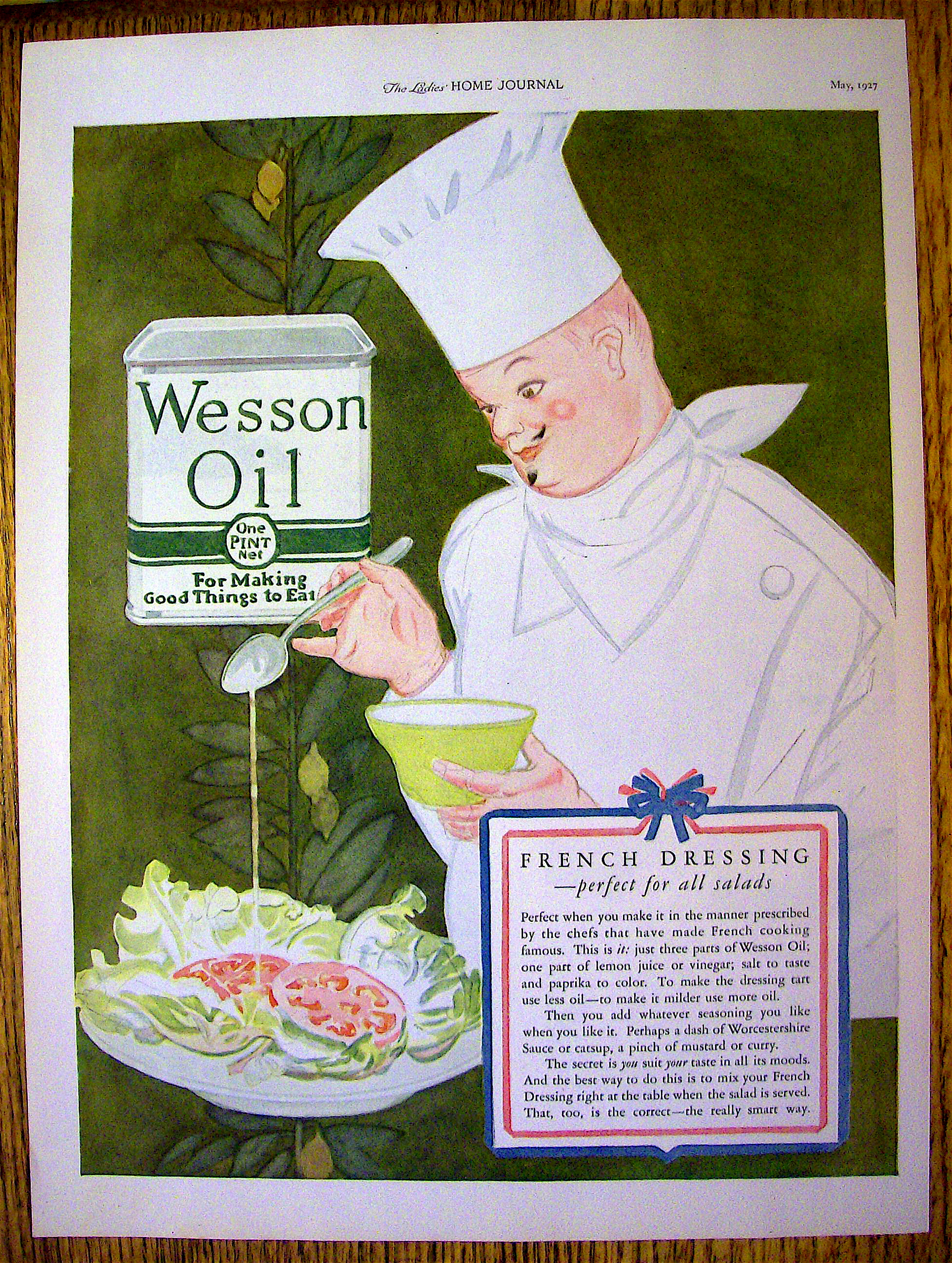 1927 Wesson Oil with Chef Making Salad
