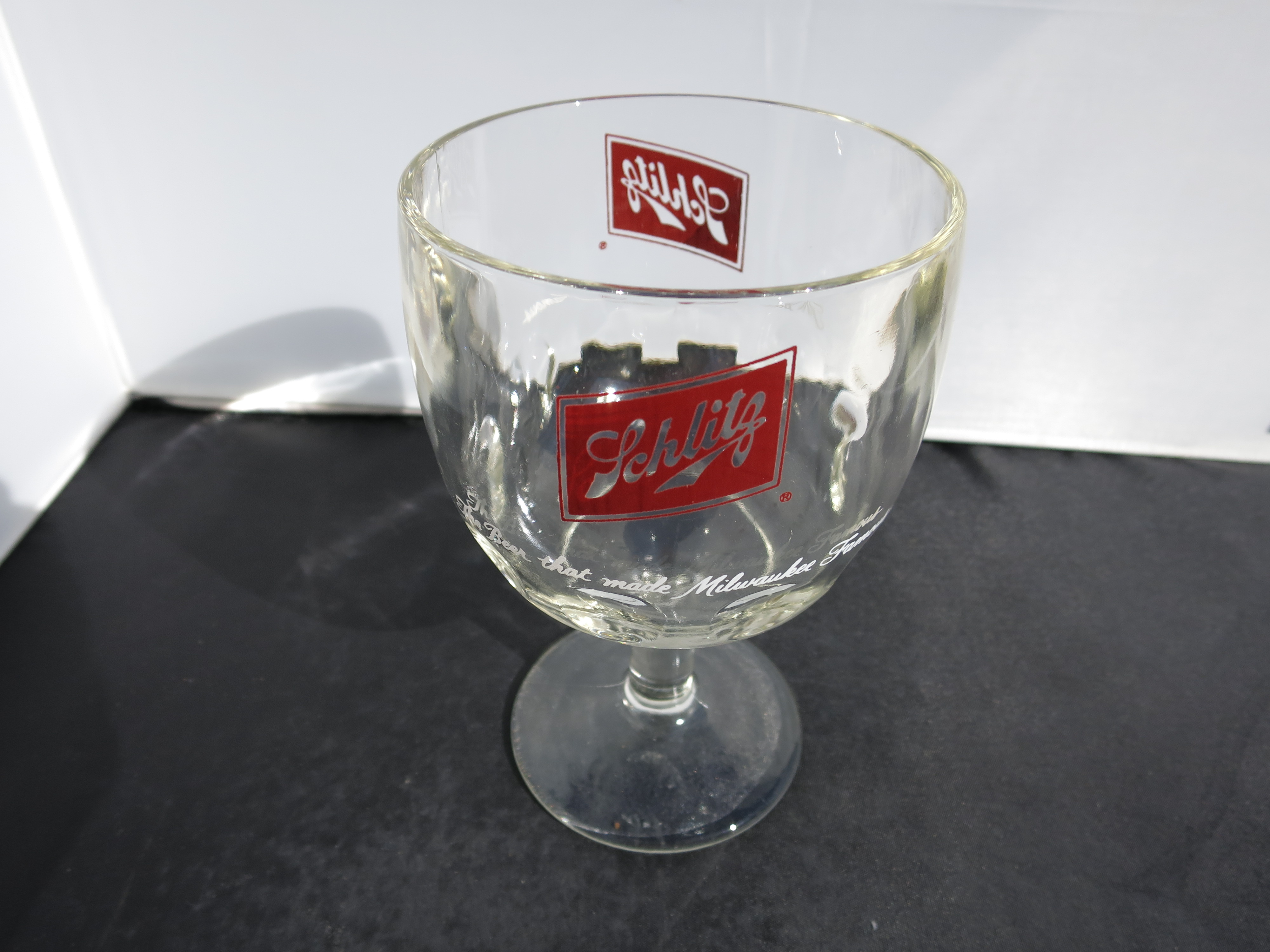 Schlitz Beer Glass Goblet Thumbprint 1970s