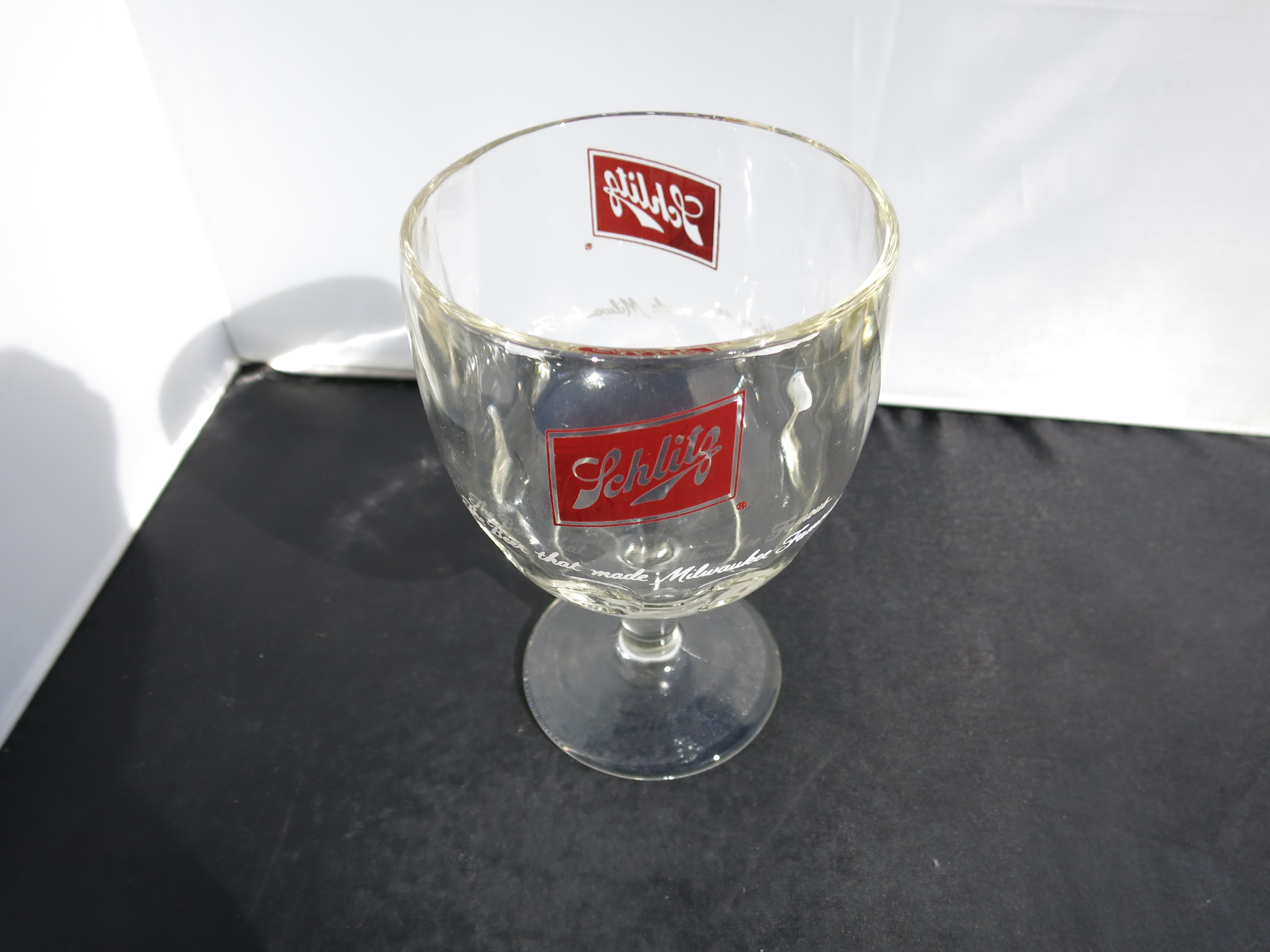 Schlitz Beer Glass Goblet Thumbprint 1970s