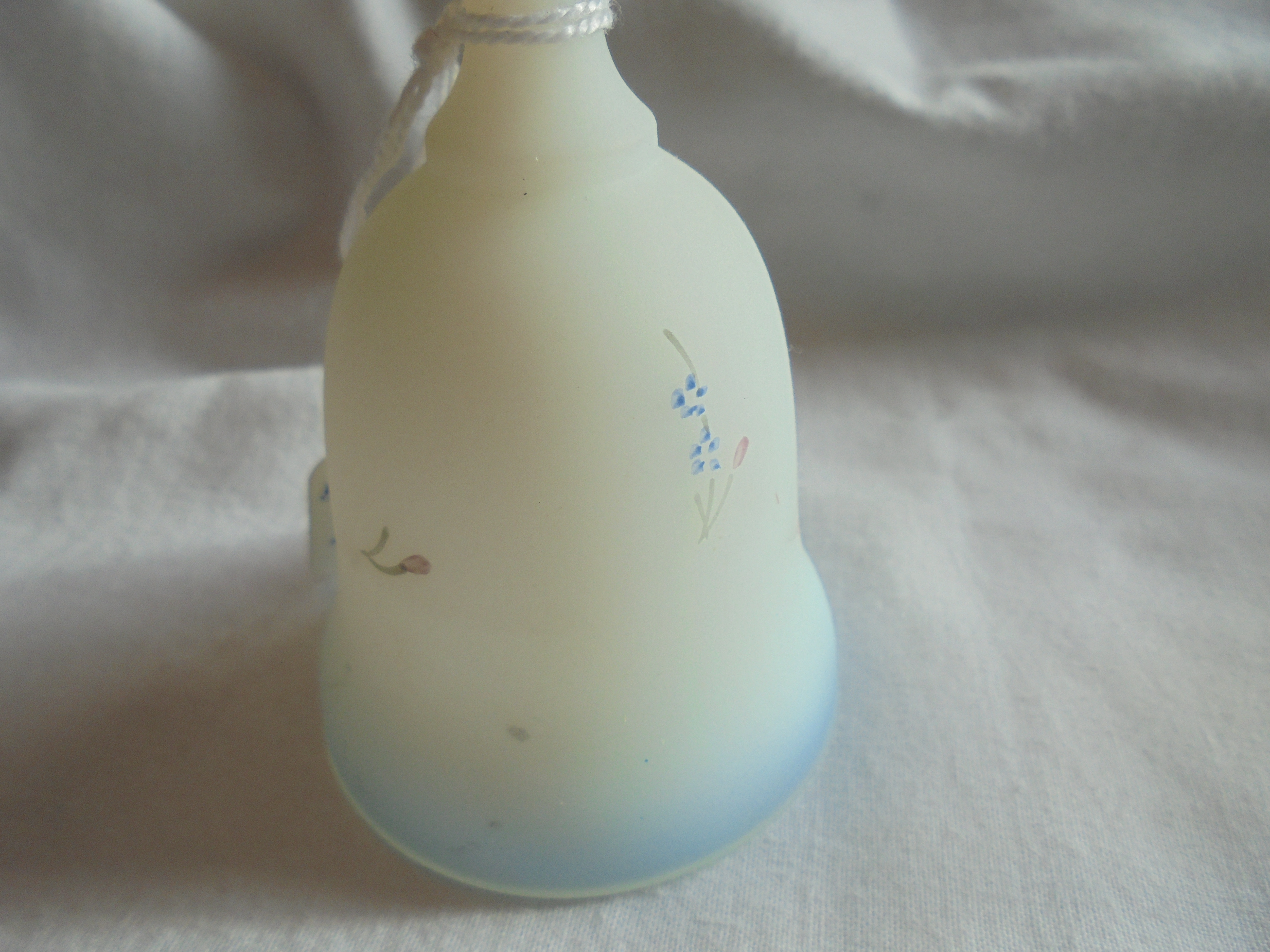 Fenton Art Glass Satin Bell with flowers signed J Stevens