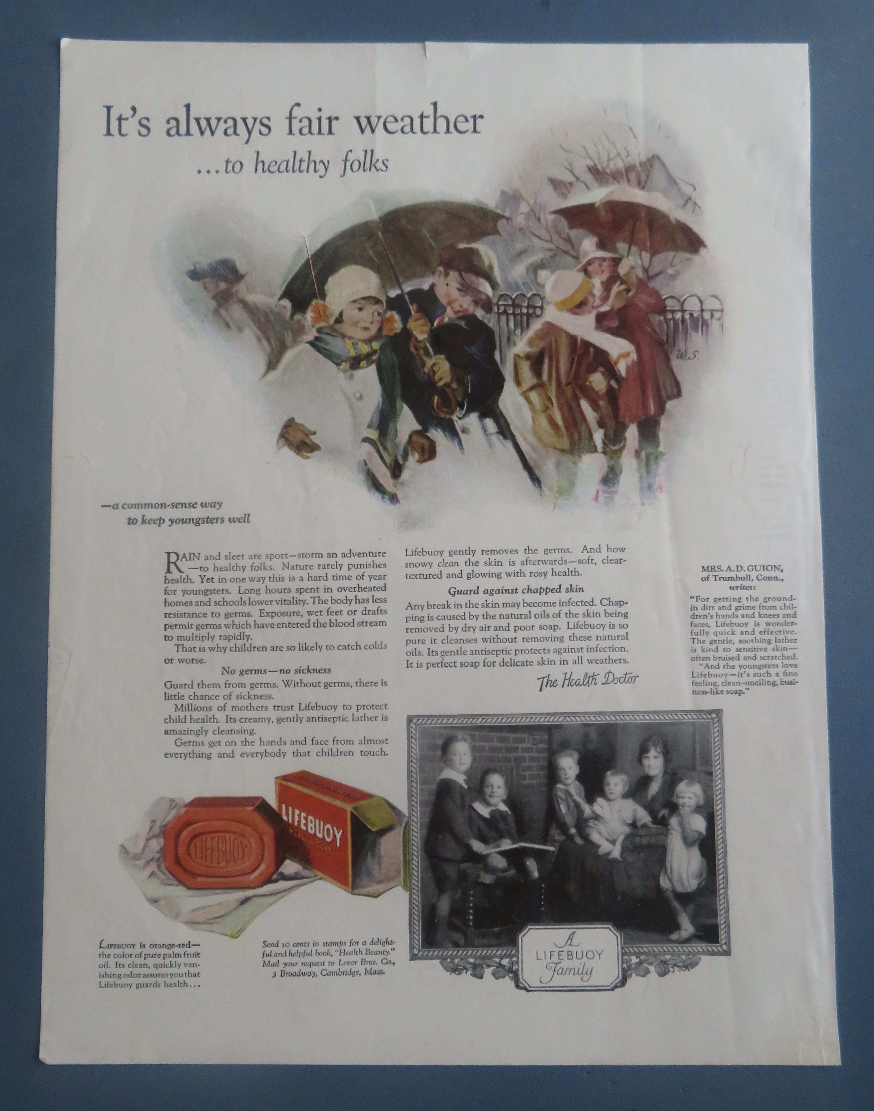 1925 Lifebuoy Soap with People Walking In The Rain