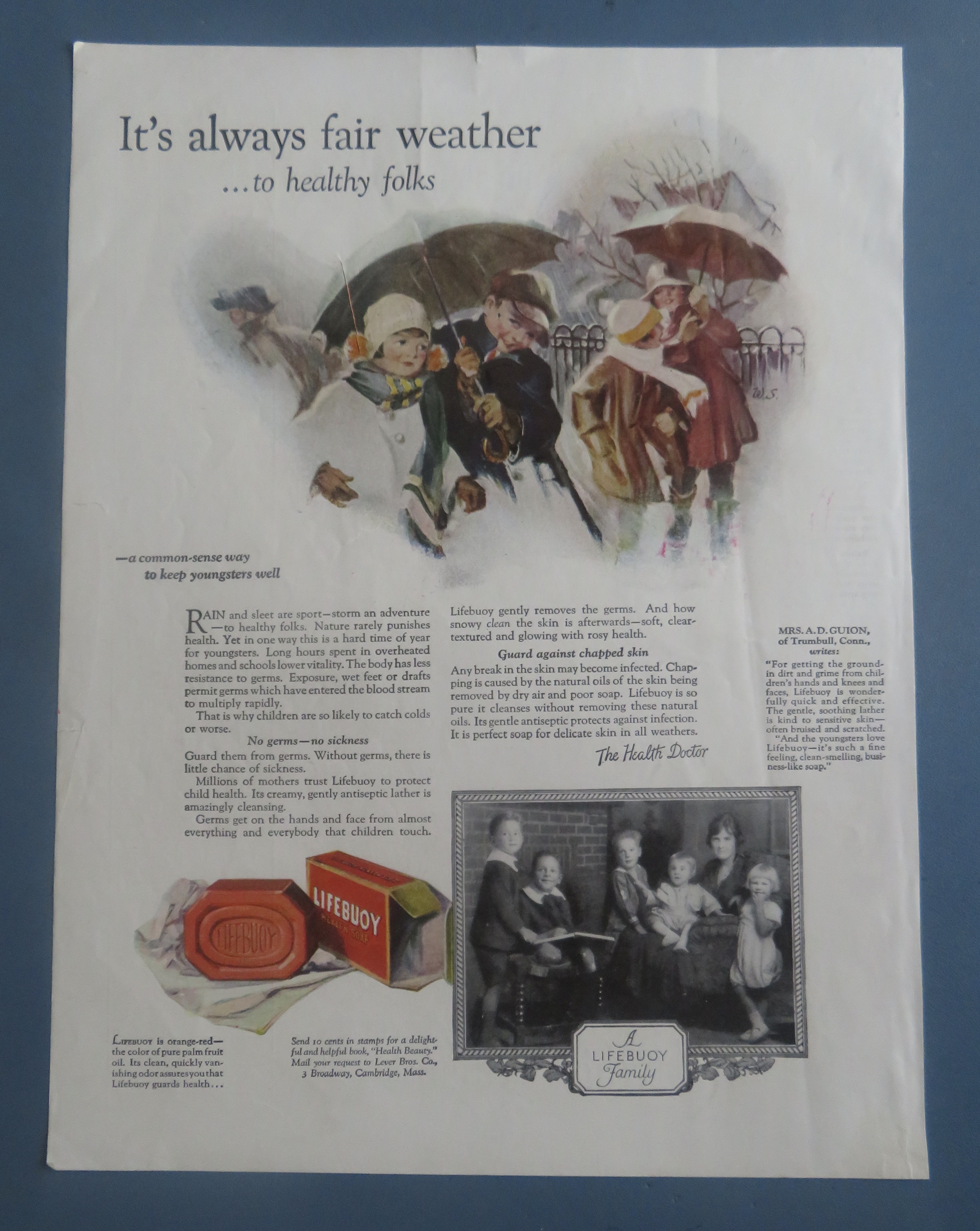 1925 Lifebuoy Soap with People Walking In The Rain