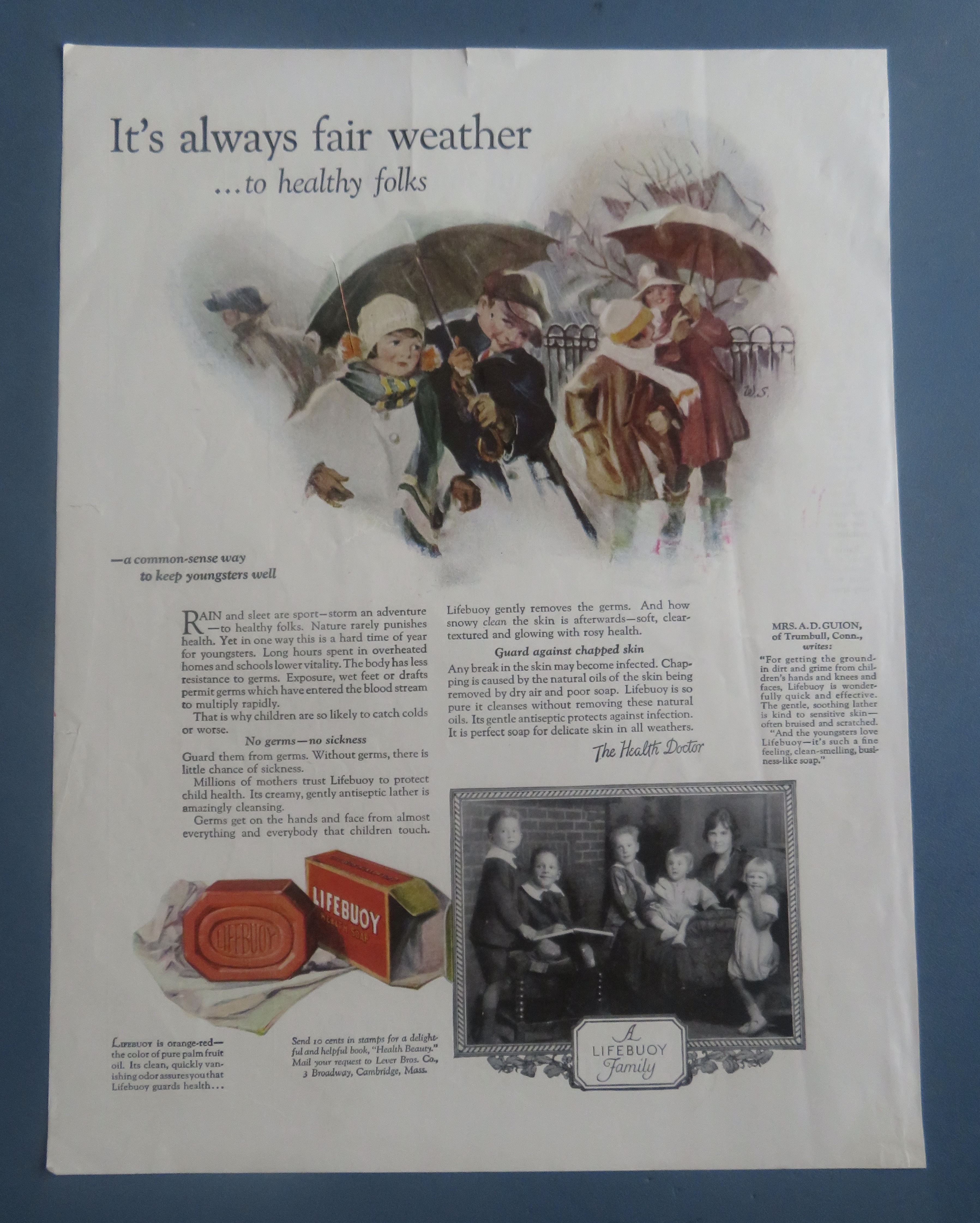 1925 Lifebuoy Soap with People Walking In The Rain