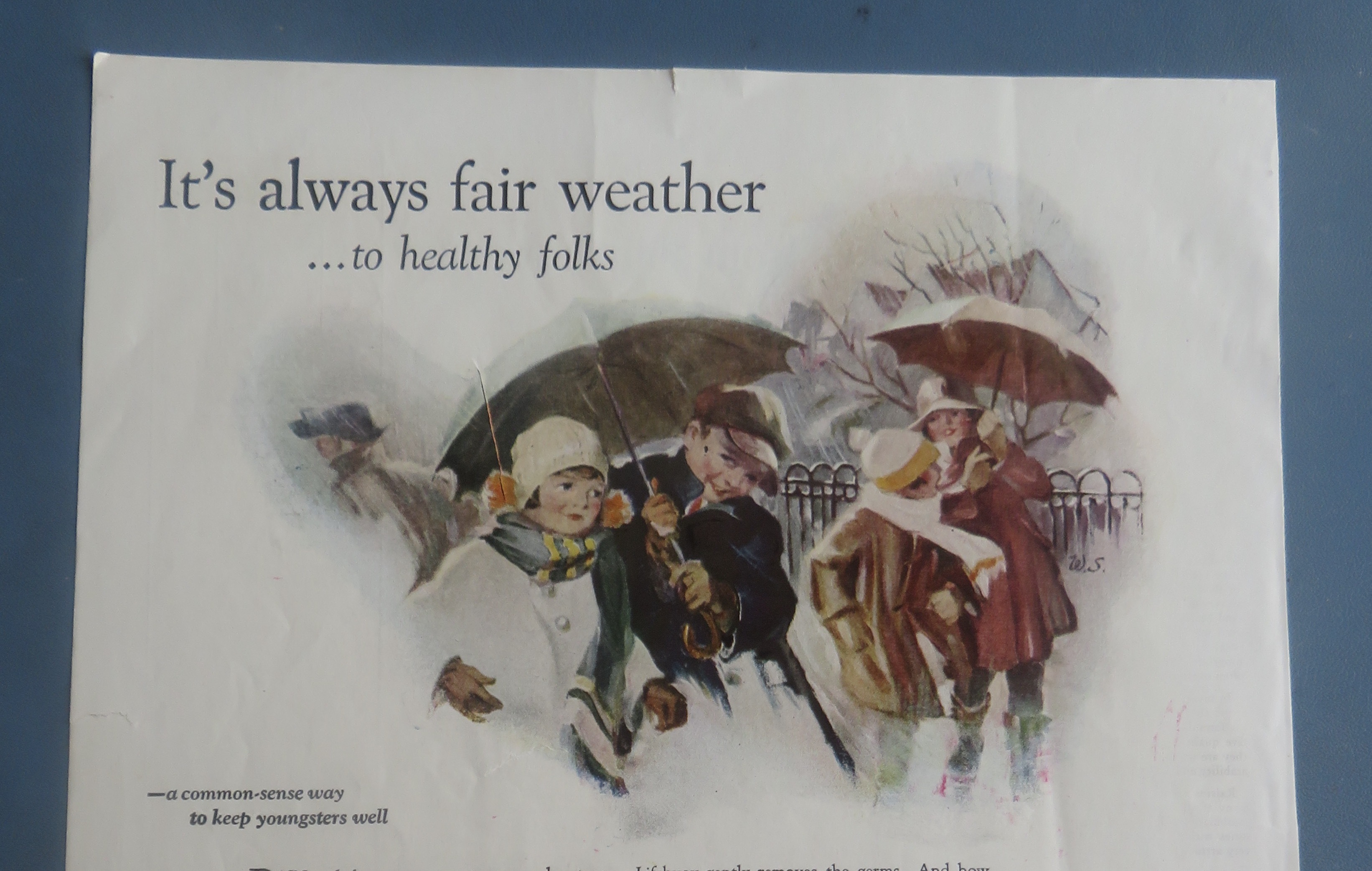 1925 Lifebuoy Soap with People Walking In The Rain