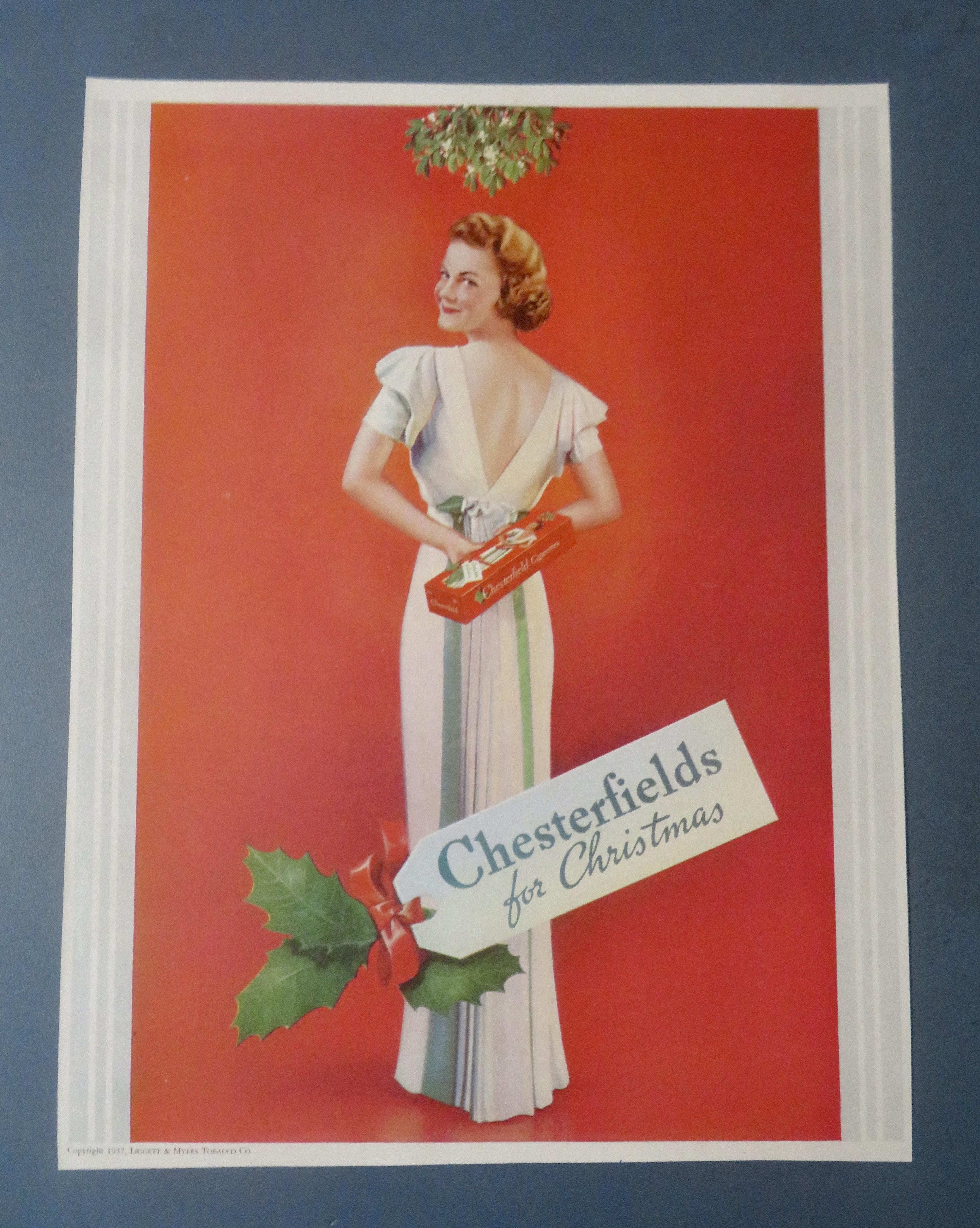 1937 Chesterfield Cigarettes with Woman In Dress