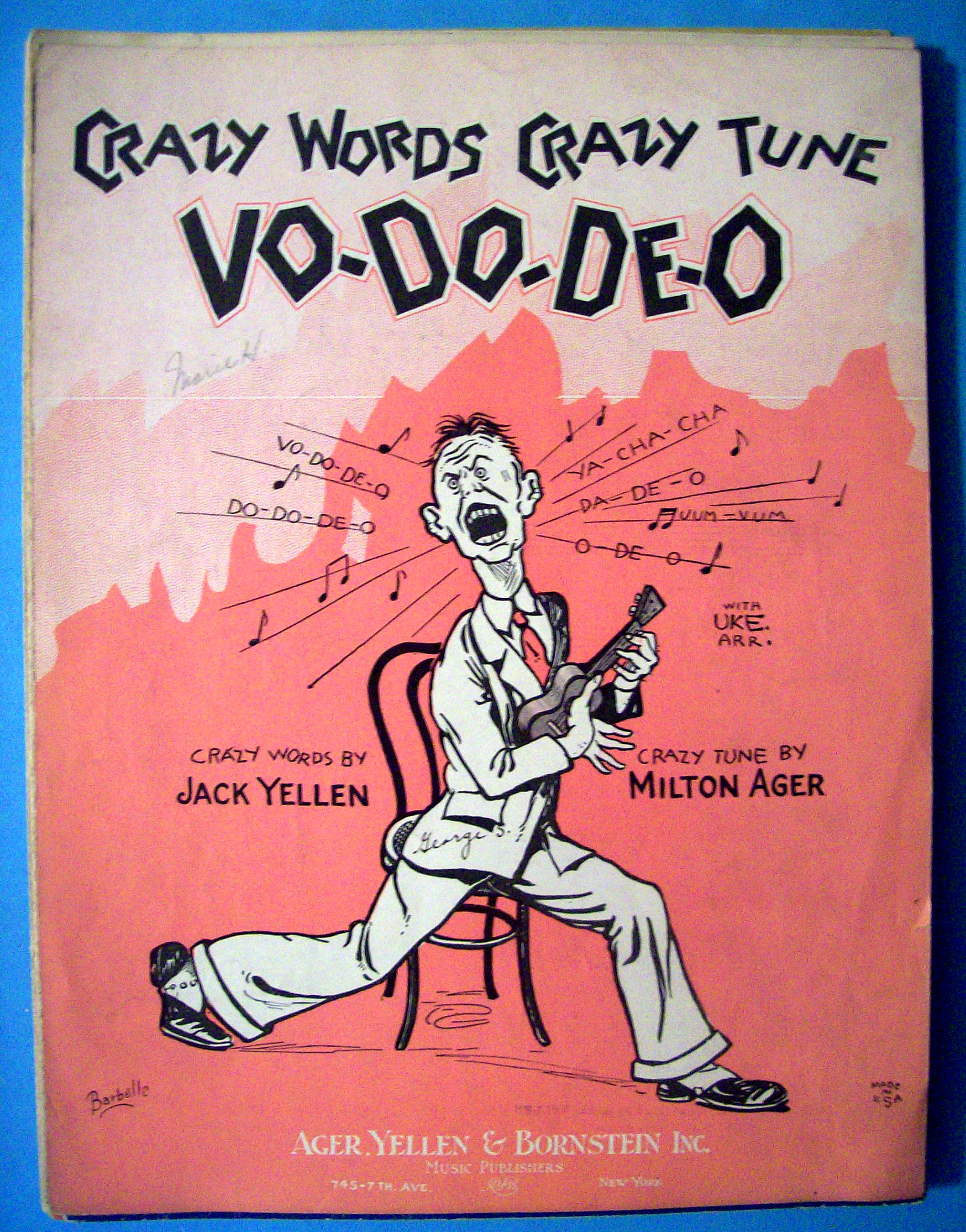 Sheet Music For 1927 Crazy Words Crazy Tune Vo Do De O