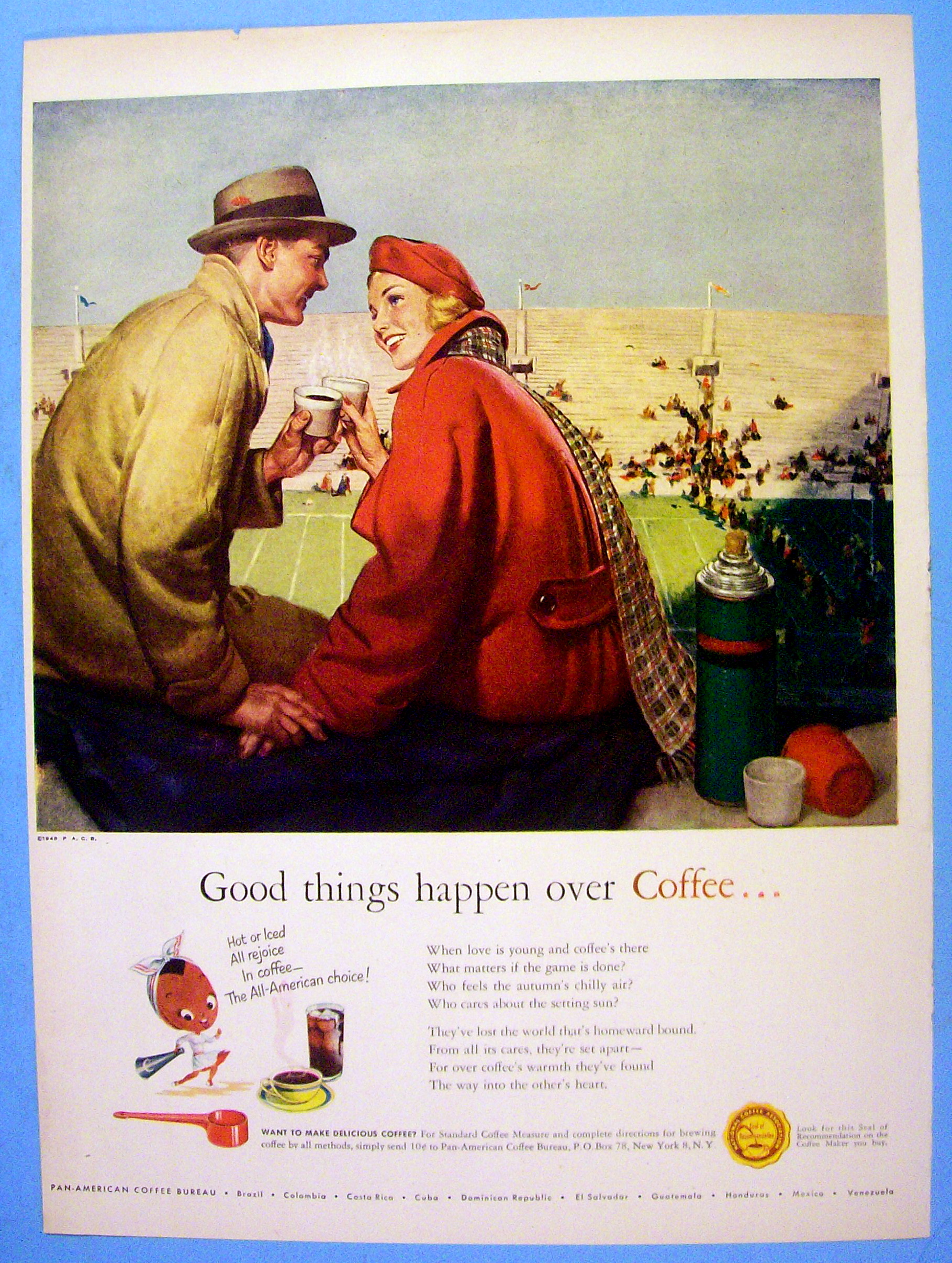 1948 Coffee Time with Couple at Football Game