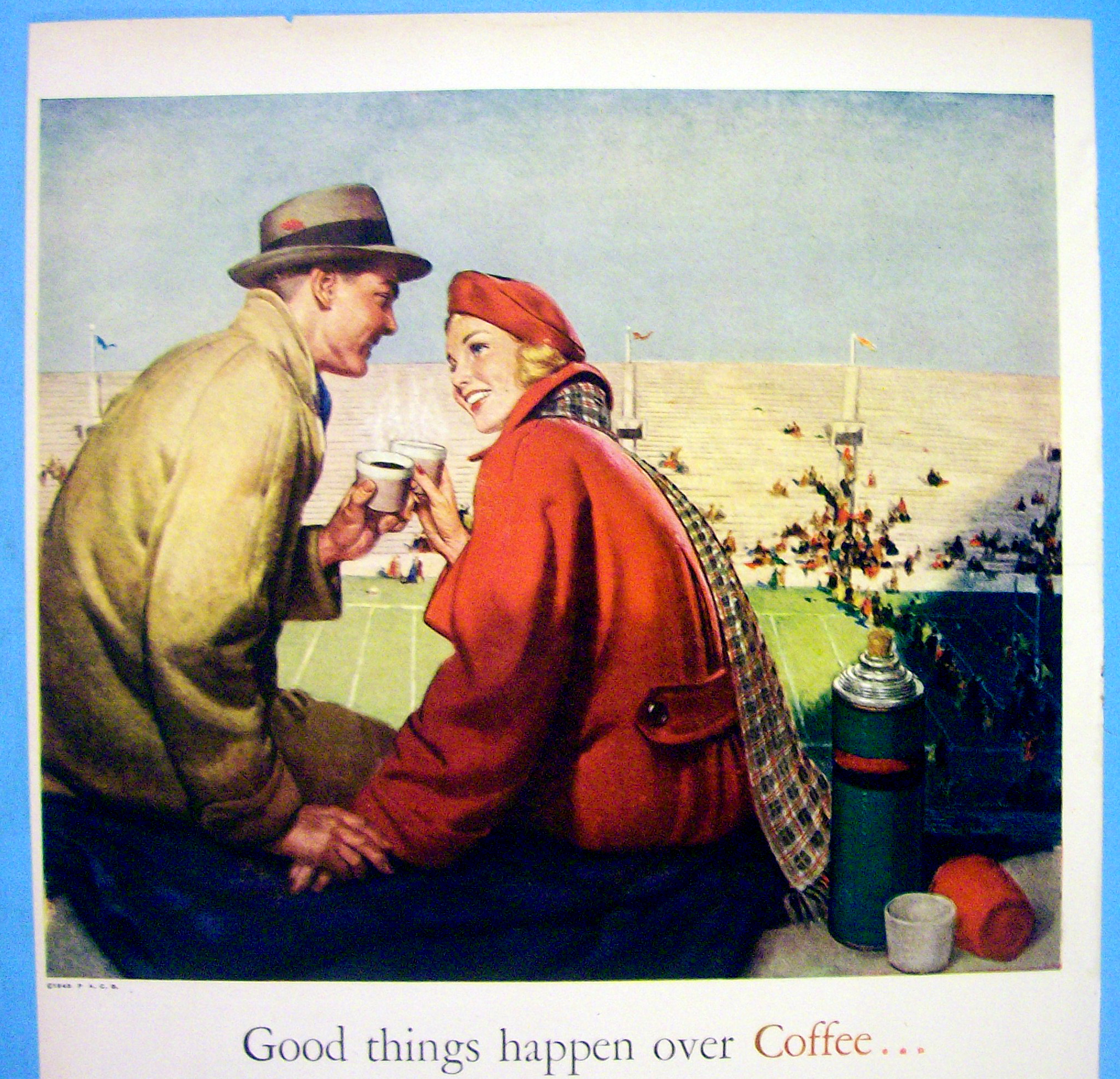 1948 Coffee Time with Couple at Football Game