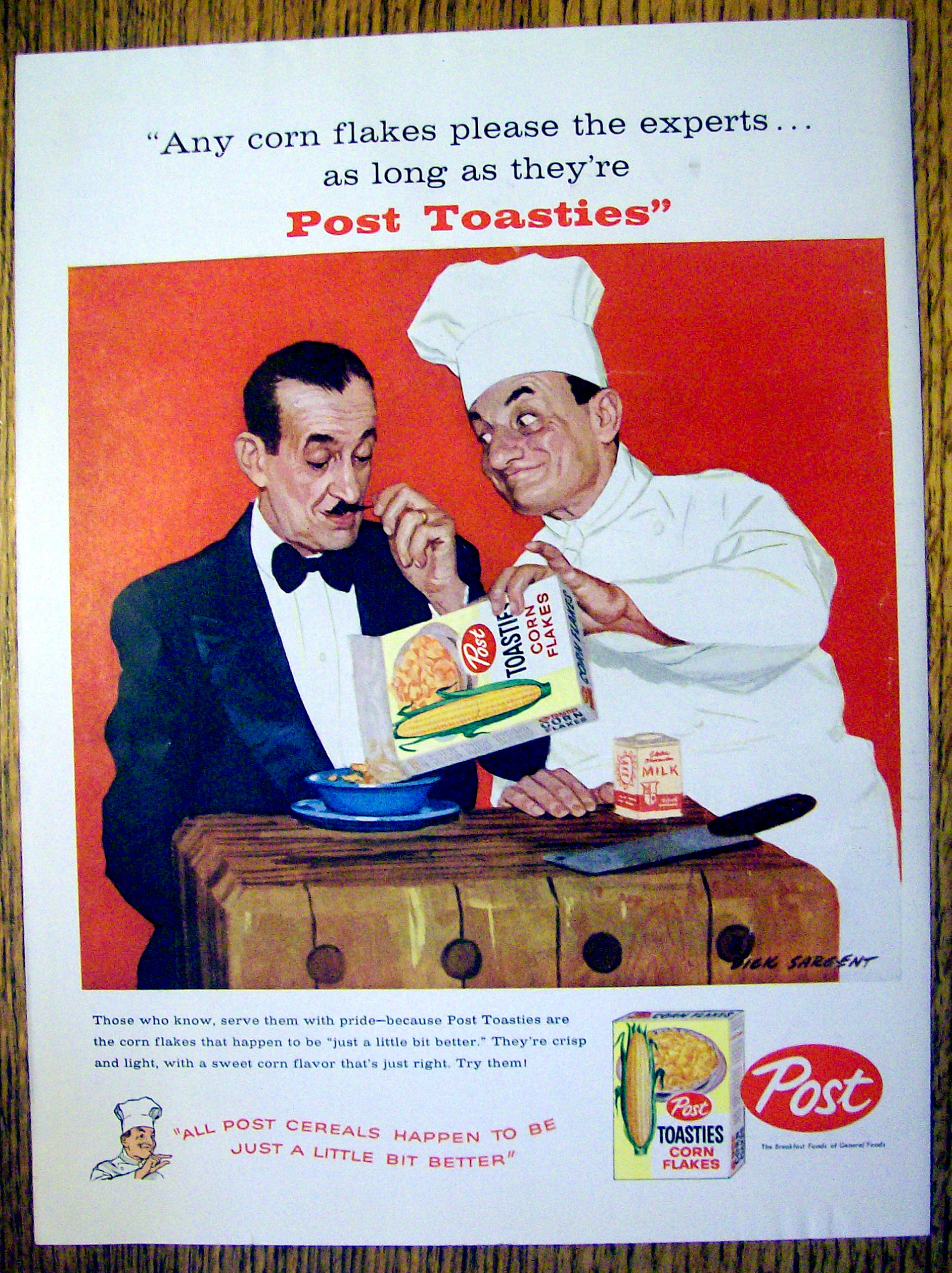 1959 Post Toasties Corn Flakes w/Chef by Dick Sargent