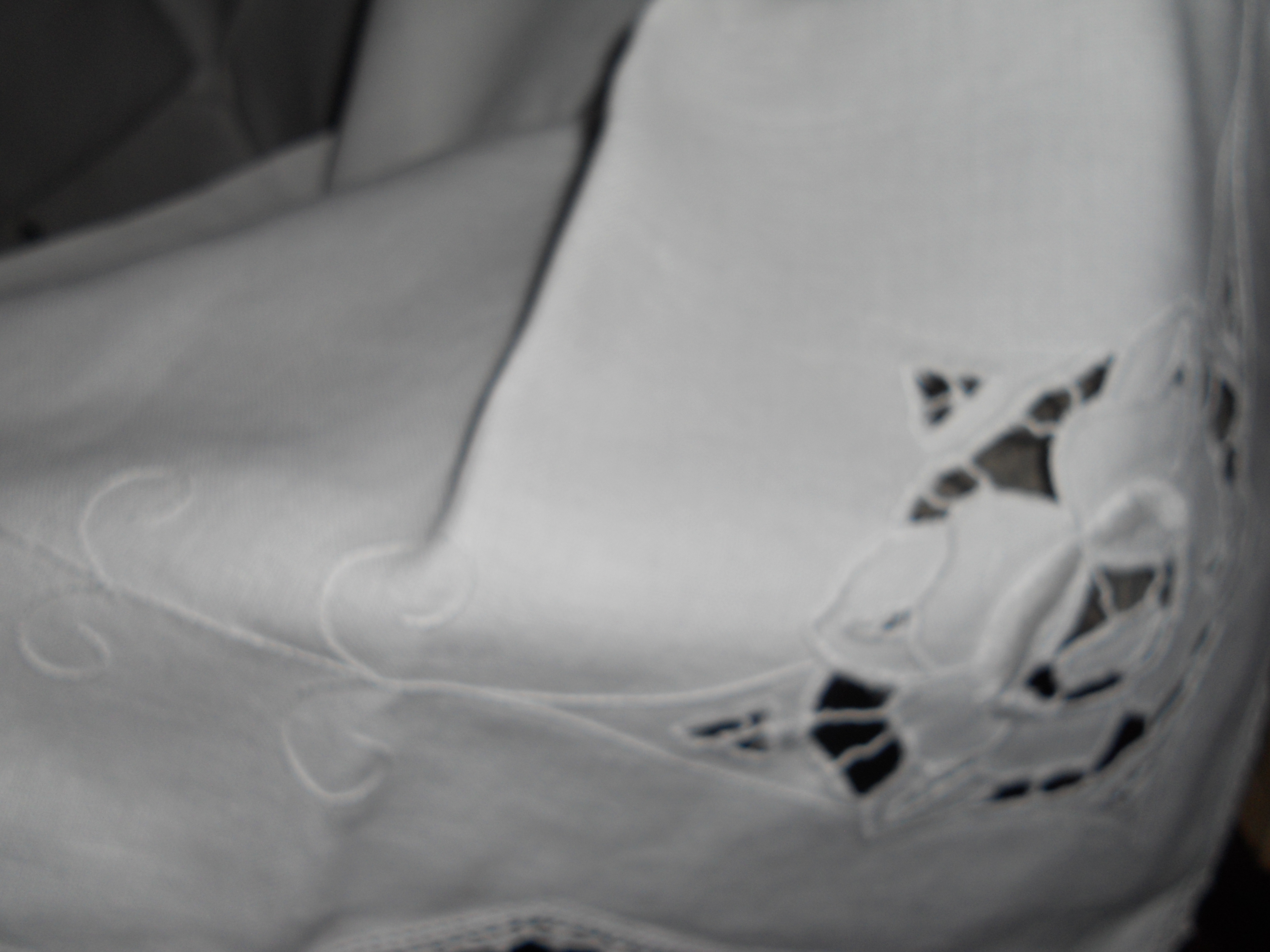 Linen crochet Table Cover With Cut Out Designs