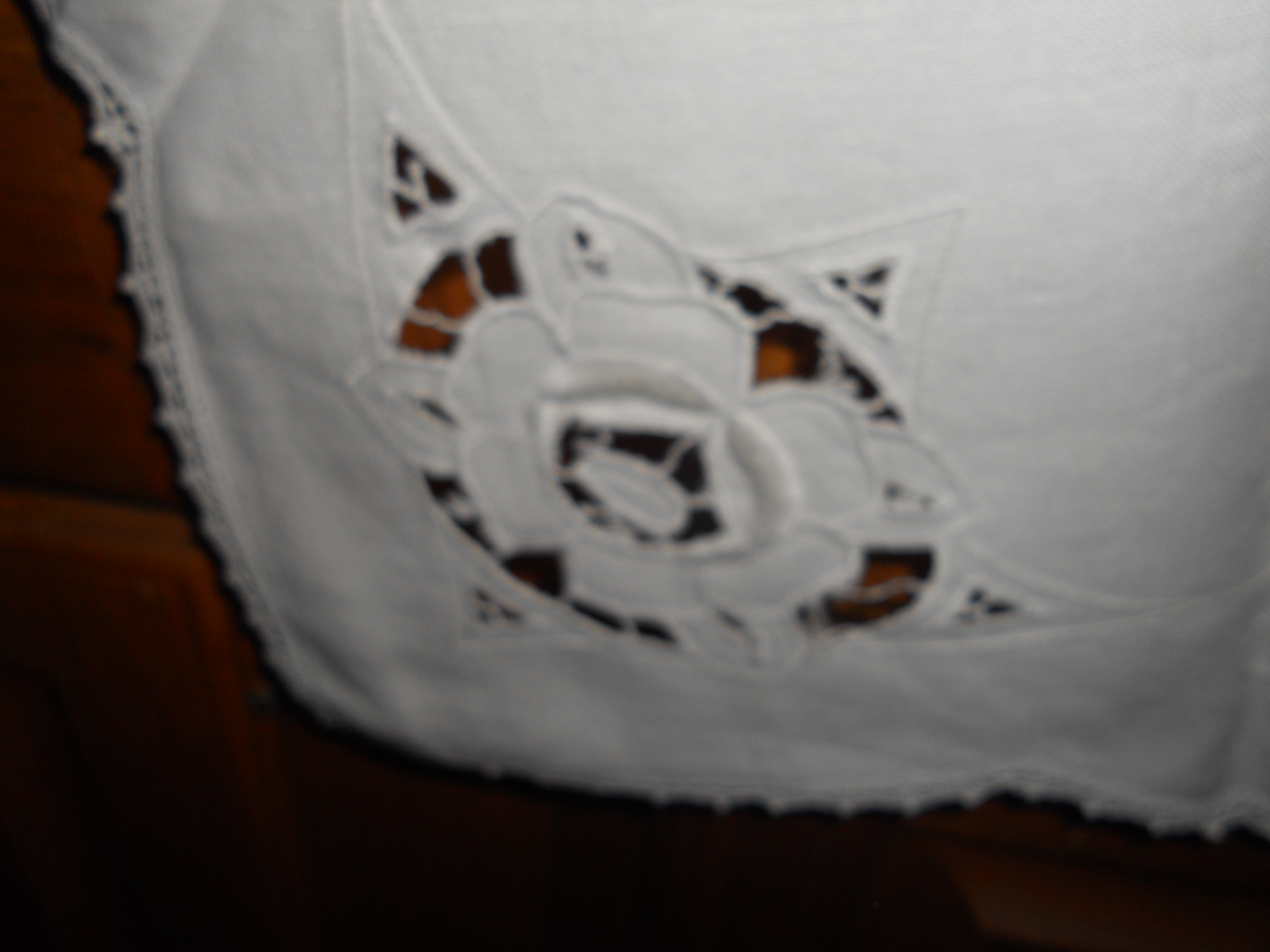 Linen crochet Table Cover With Cut Out Designs