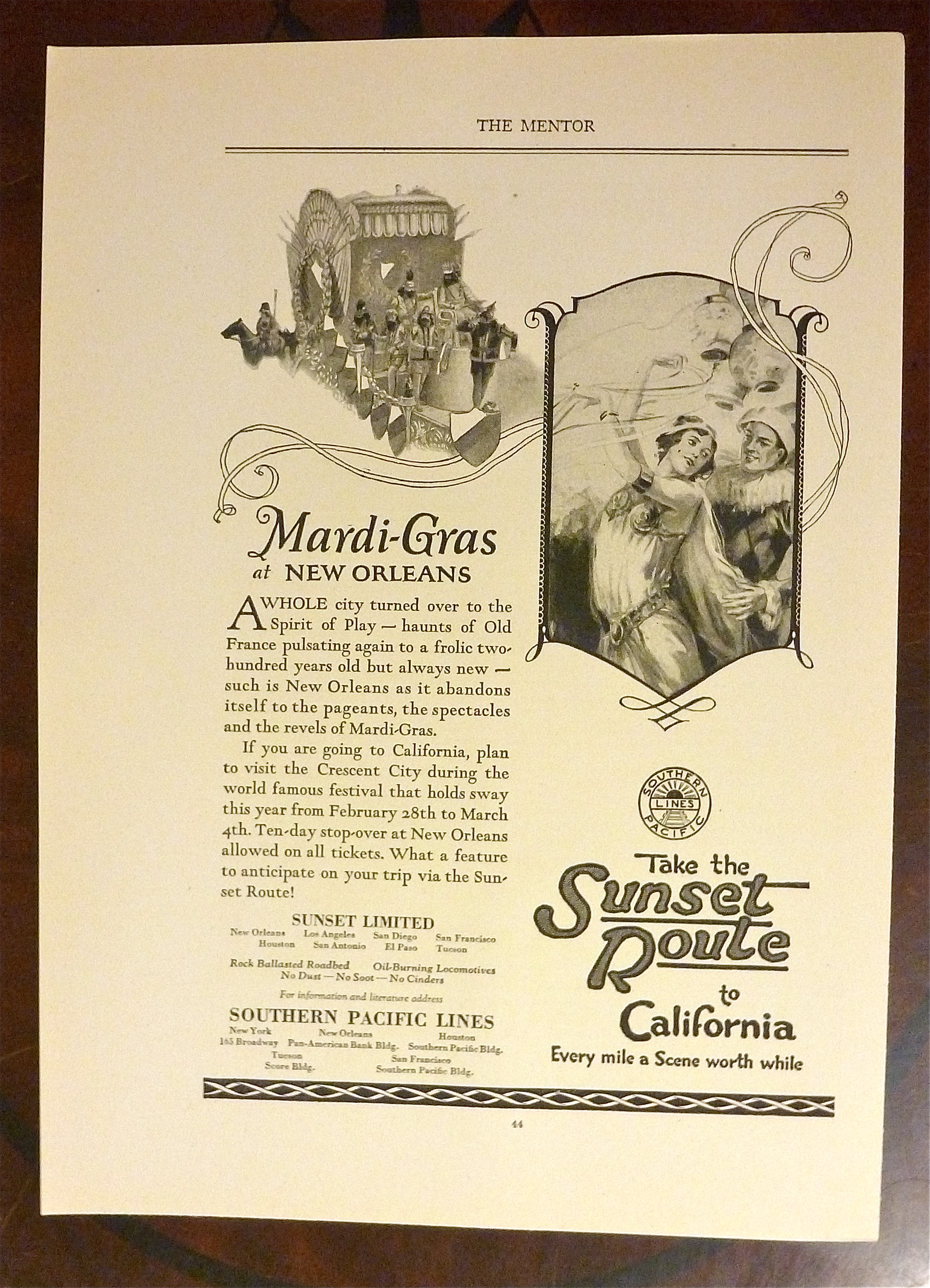 1924 Southern Pacific Lines with Mardi Gras