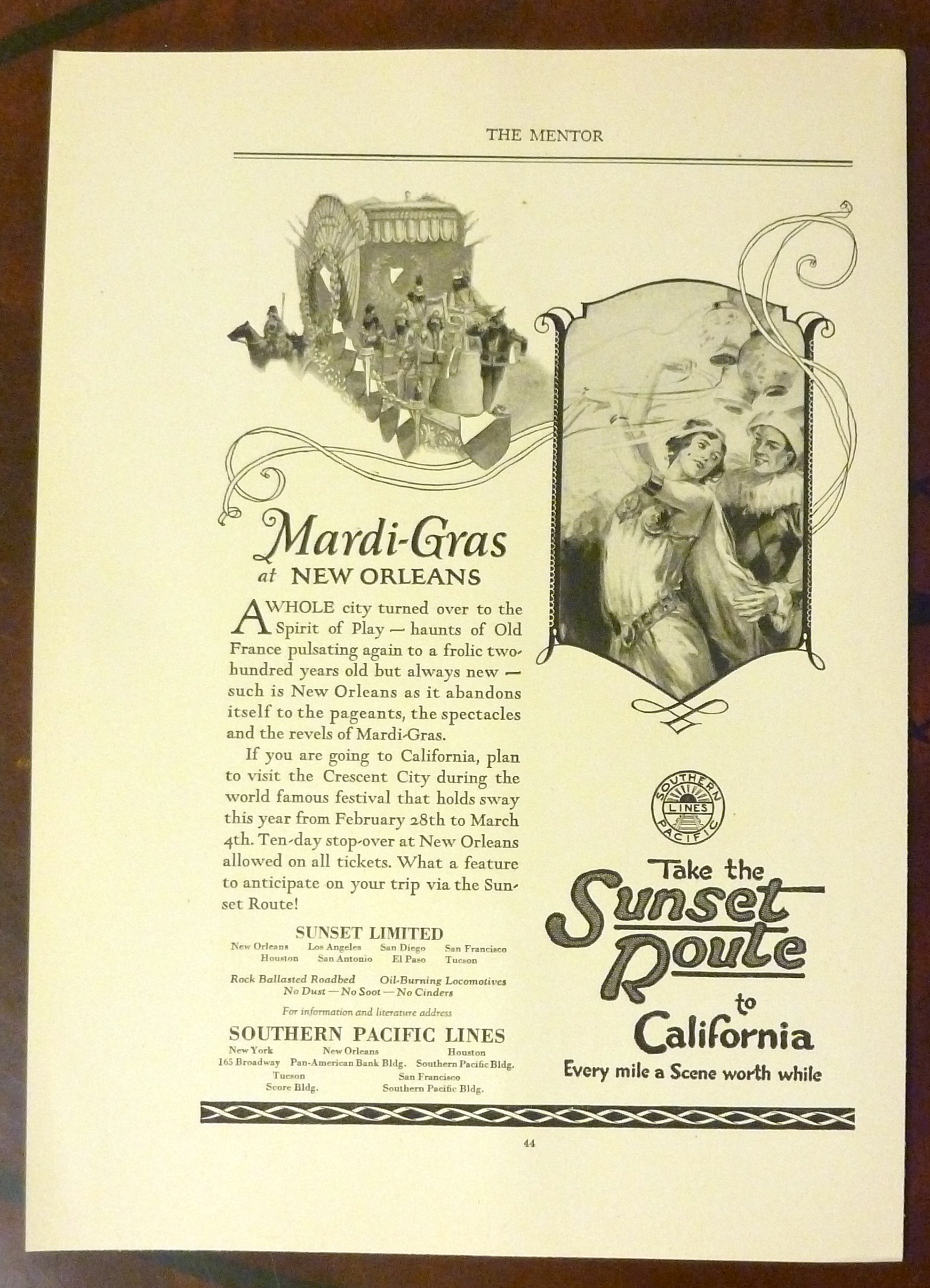 1924 Southern Pacific Lines with Mardi Gras