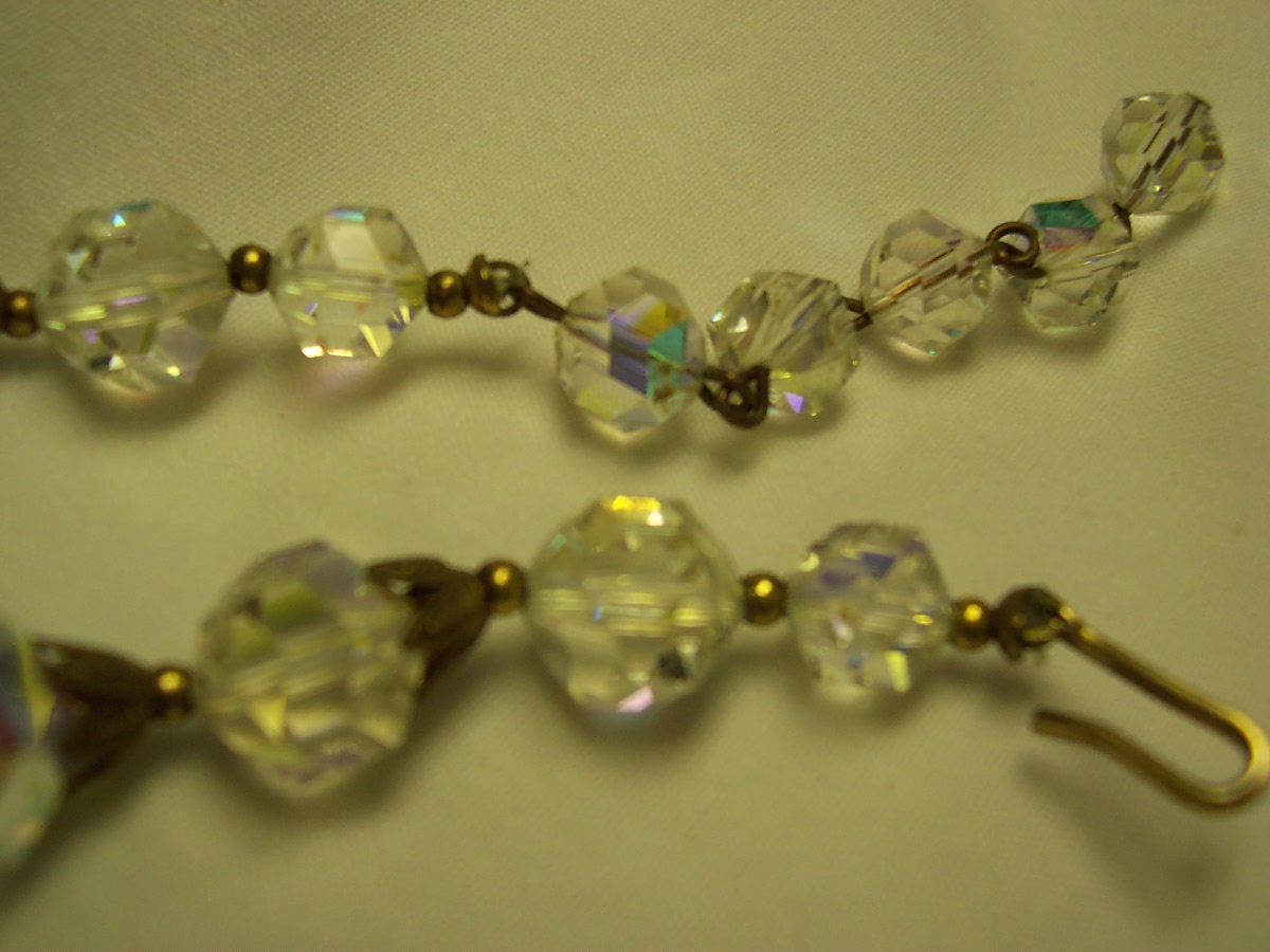 Faceted Crystal Chunky Pearl Necklace 1950s