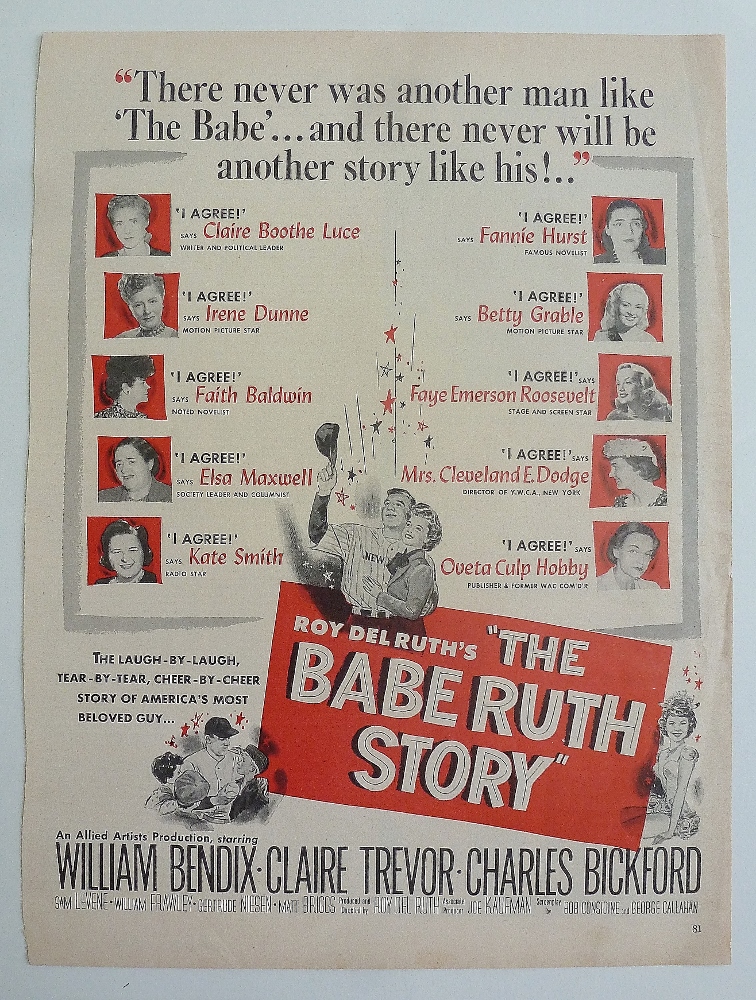 1948 The Babe Ruth Story With William Bendix