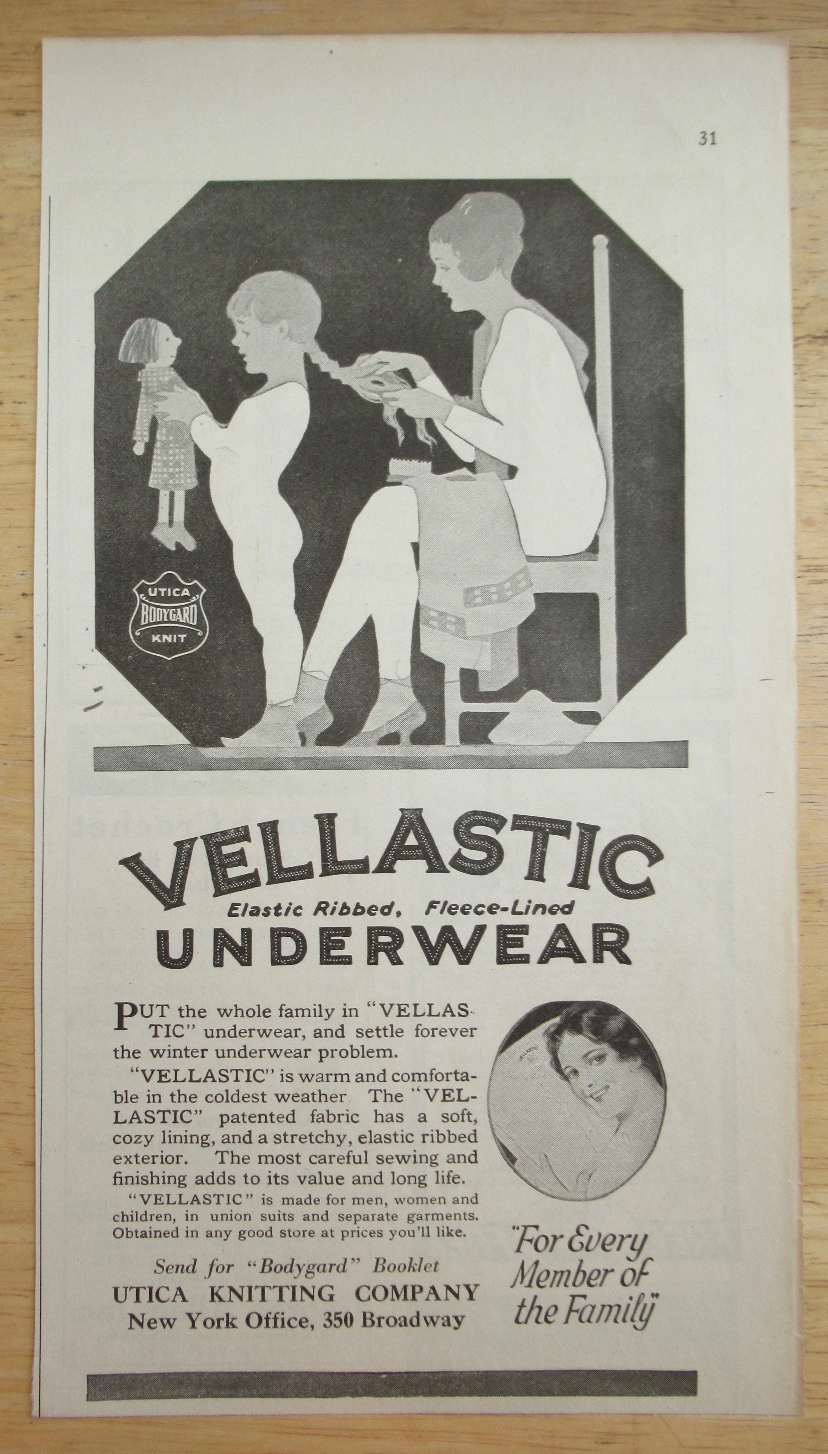 1921 Vellastic Underwear with Woman & Little Girl